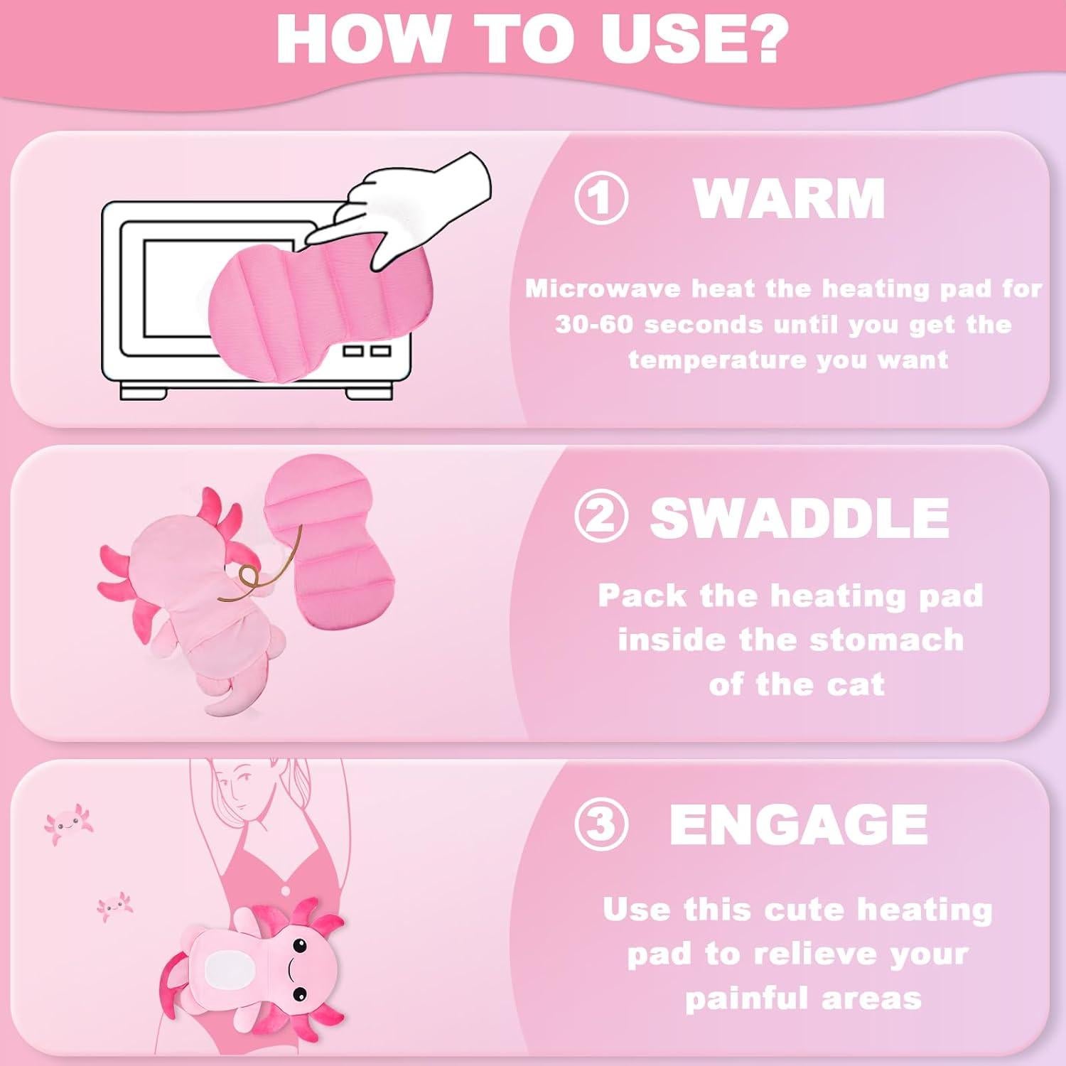 Almohadilla Térmica Rienkaco Axolote Rosa 19.4x7.1cm Alivio Dolor