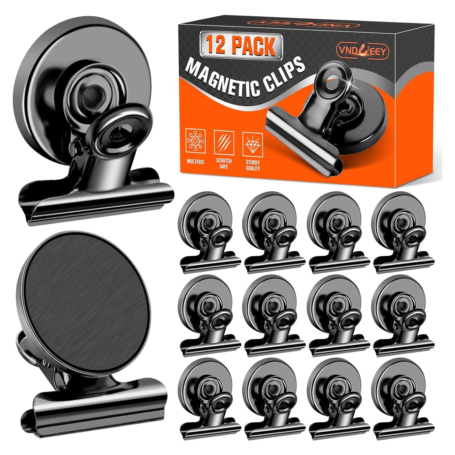 Clips Magnéticos VNDUEEY 12 Piezas Negro para Refrigerador