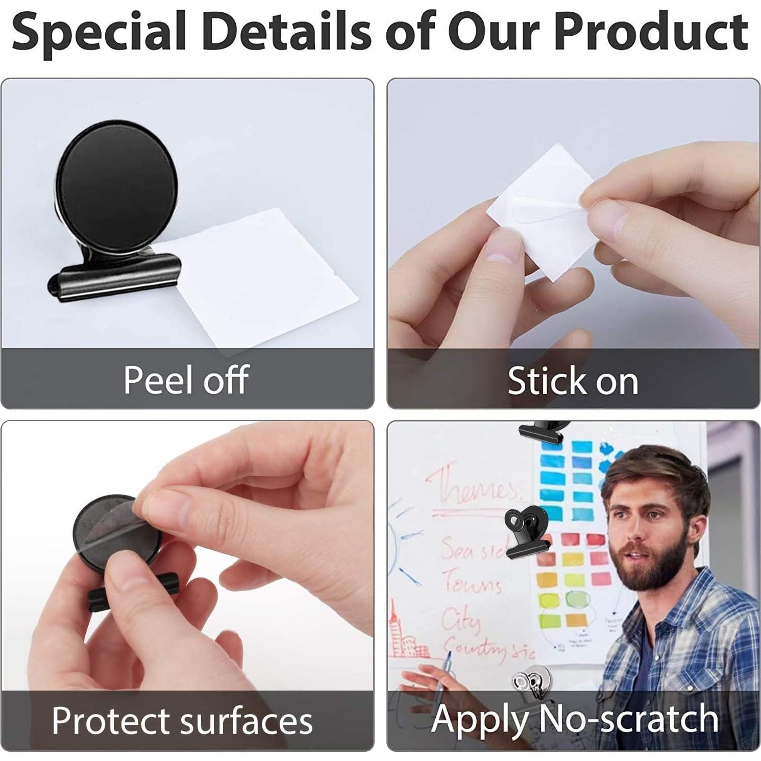 Clips Magnéticos VNDUEEY 12 Piezas Negro para Refrigerador