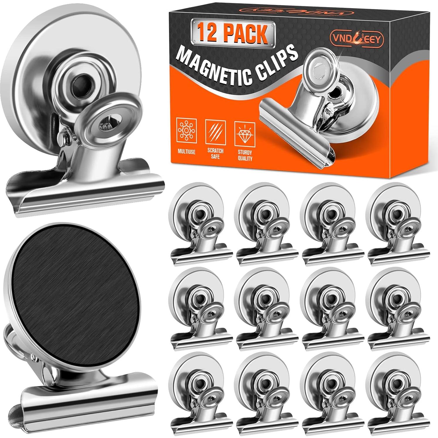 Clips Magnéticos VNDUEEY 12 Piezas Plateados para Nevera