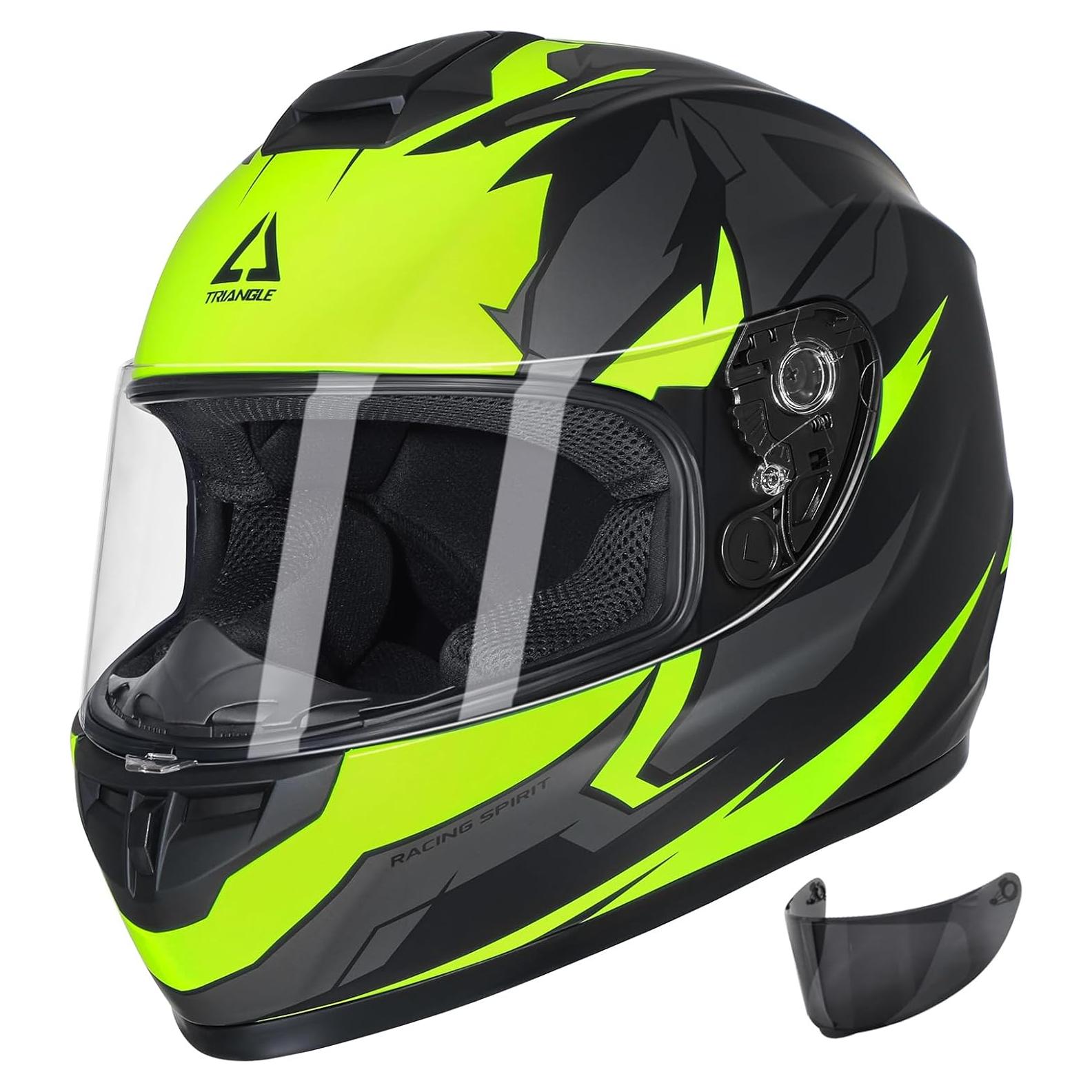 Casco de Motocicleta TRIANGLE TFF15 Doble Visera Amarillo