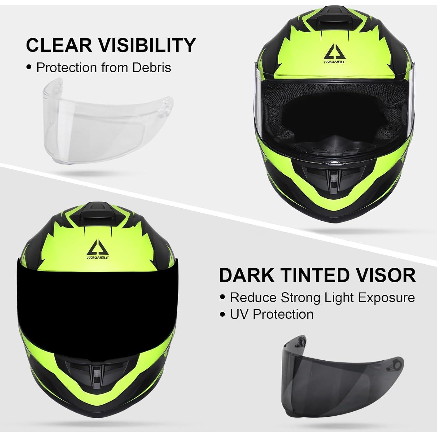 Casco de Motocicleta TRIANGLE TFF15 Doble Visera Amarillo