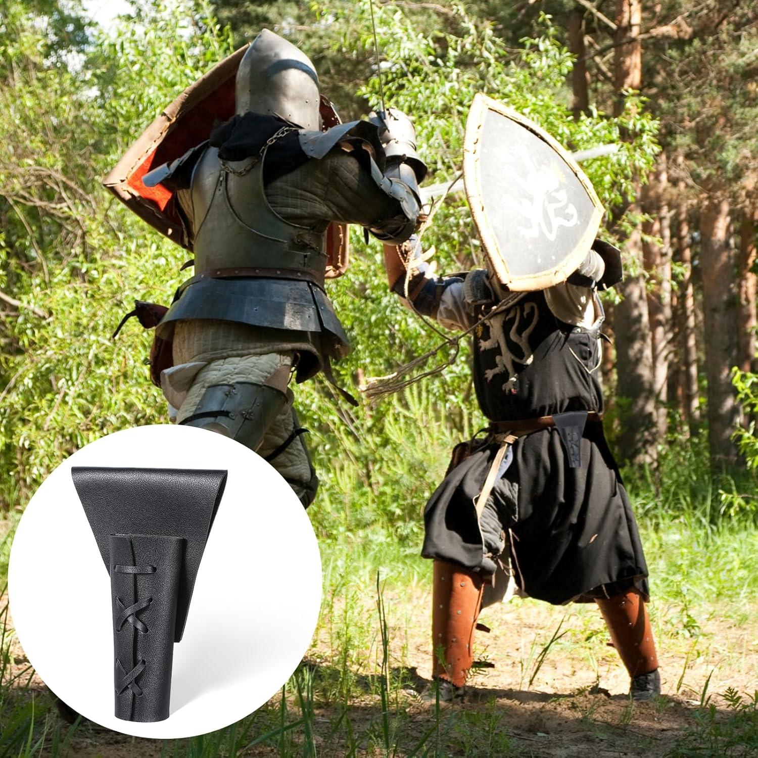 Funda de Daga Medieval de Cuero Psyqtsuary Ajustable Negra