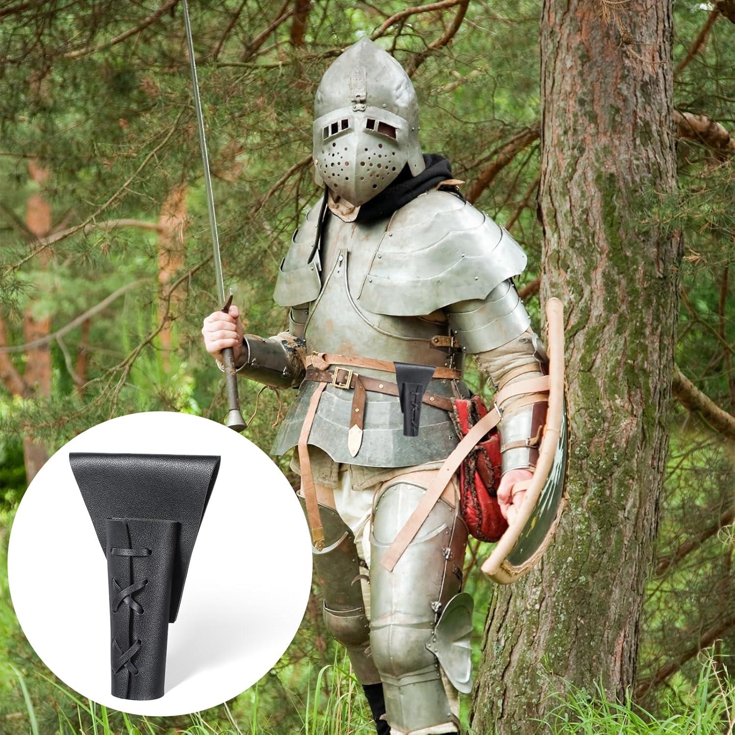 Funda de Daga Medieval de Cuero Psyqtsuary Ajustable Negra