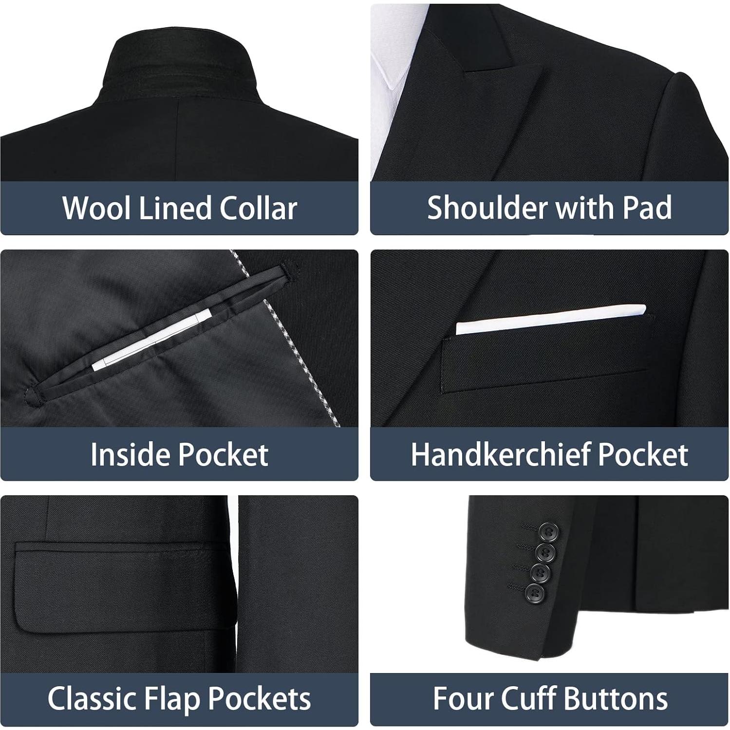 WEEN CHARM Men's Suits Slim Fit 2 Piece Two Button Blazer Wedding Prom Tuxedo Single Breasted Jacket Pants Set