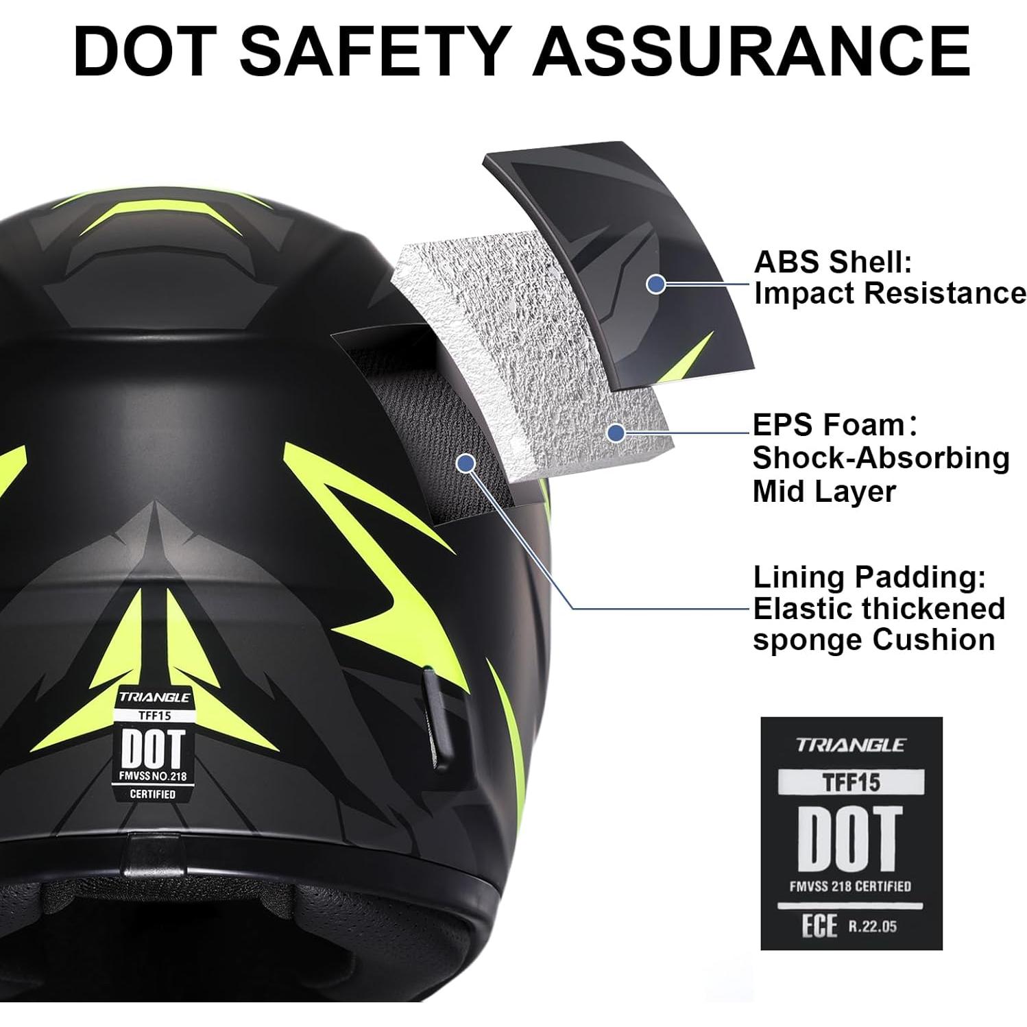 Casco de Motocicleta TRIANGLE TFF15 Doble Visera Amarillo