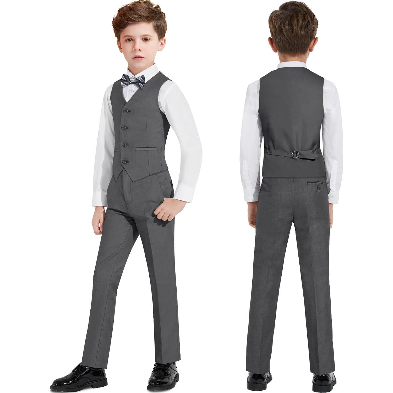 Traje Slim Fit para Niños ELPA ELPA 7 Piezas Gris Oscuro
