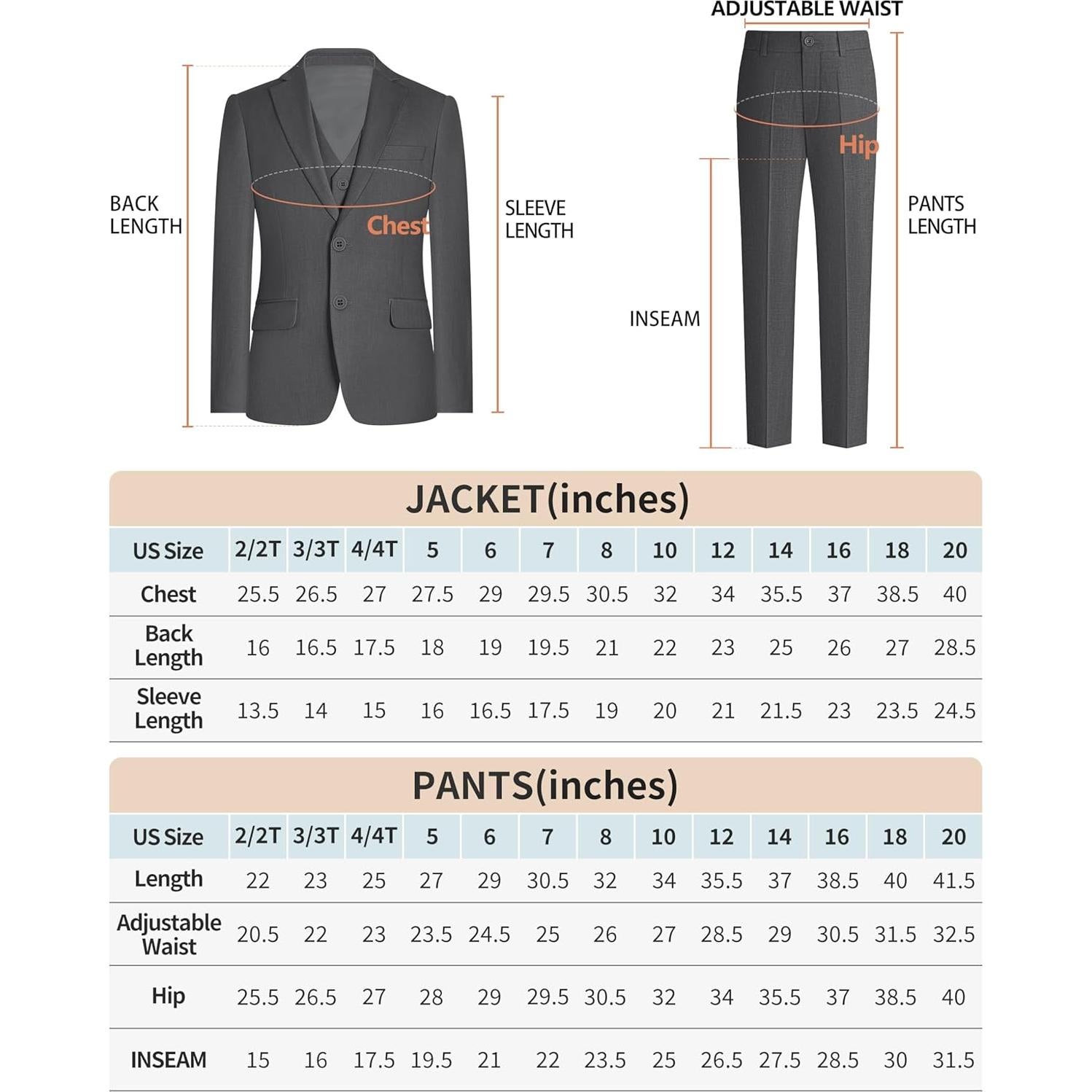 Traje Slim Fit para Niños ELPA ELPA 7 Piezas Gris Oscuro