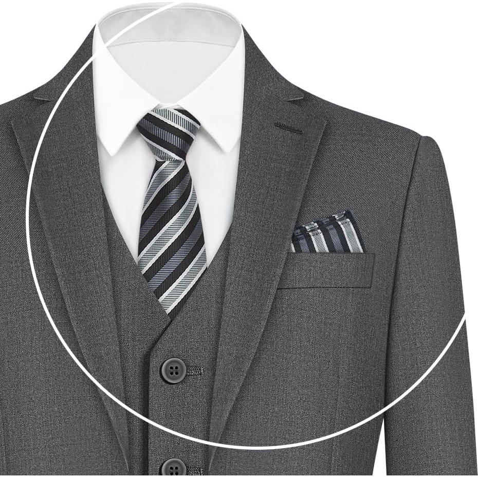 Traje Slim Fit para Niños ELPA ELPA 7 Piezas Gris Oscuro