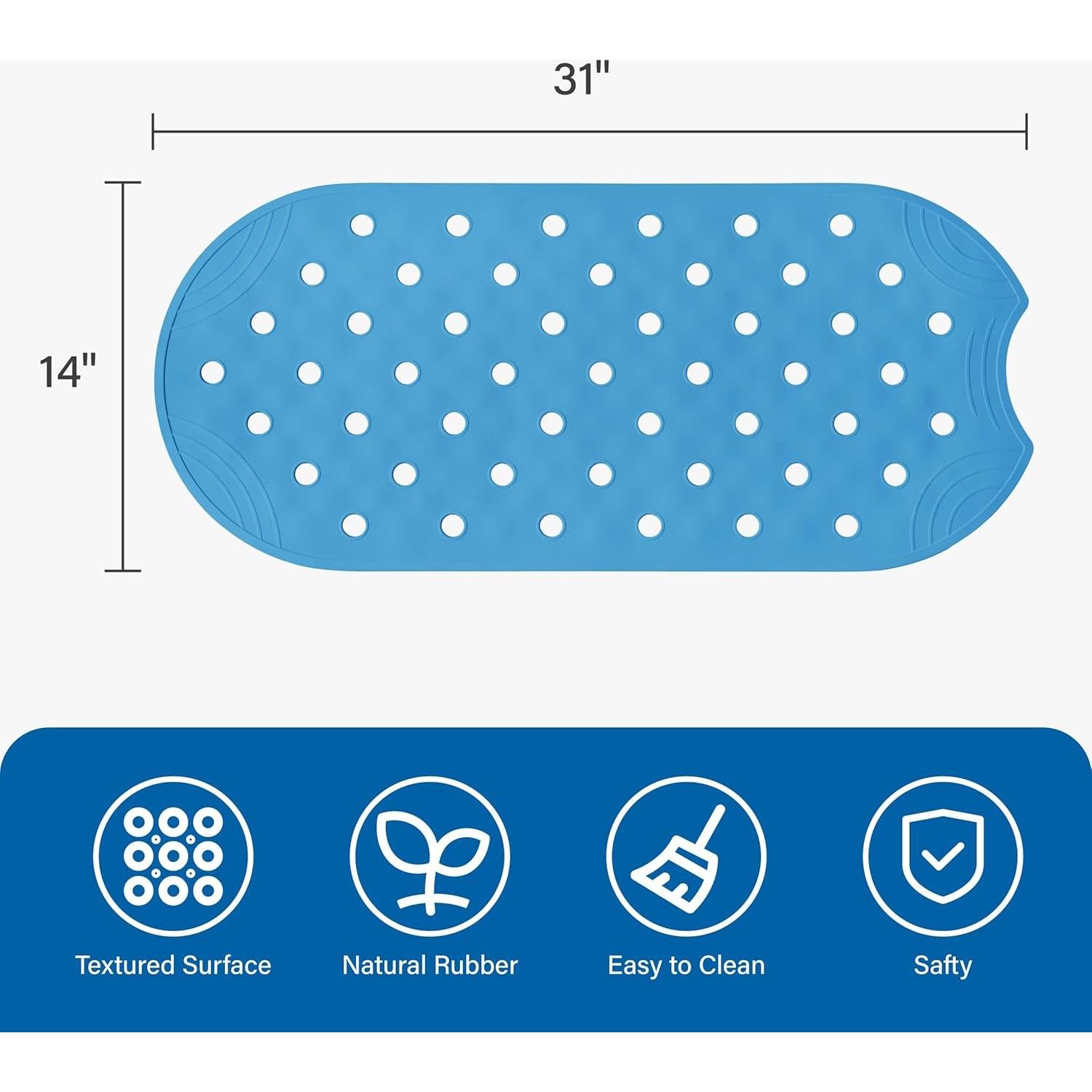 Alfombrilla de Baño Antideslizante SelfSuite 79x36 cm Azul