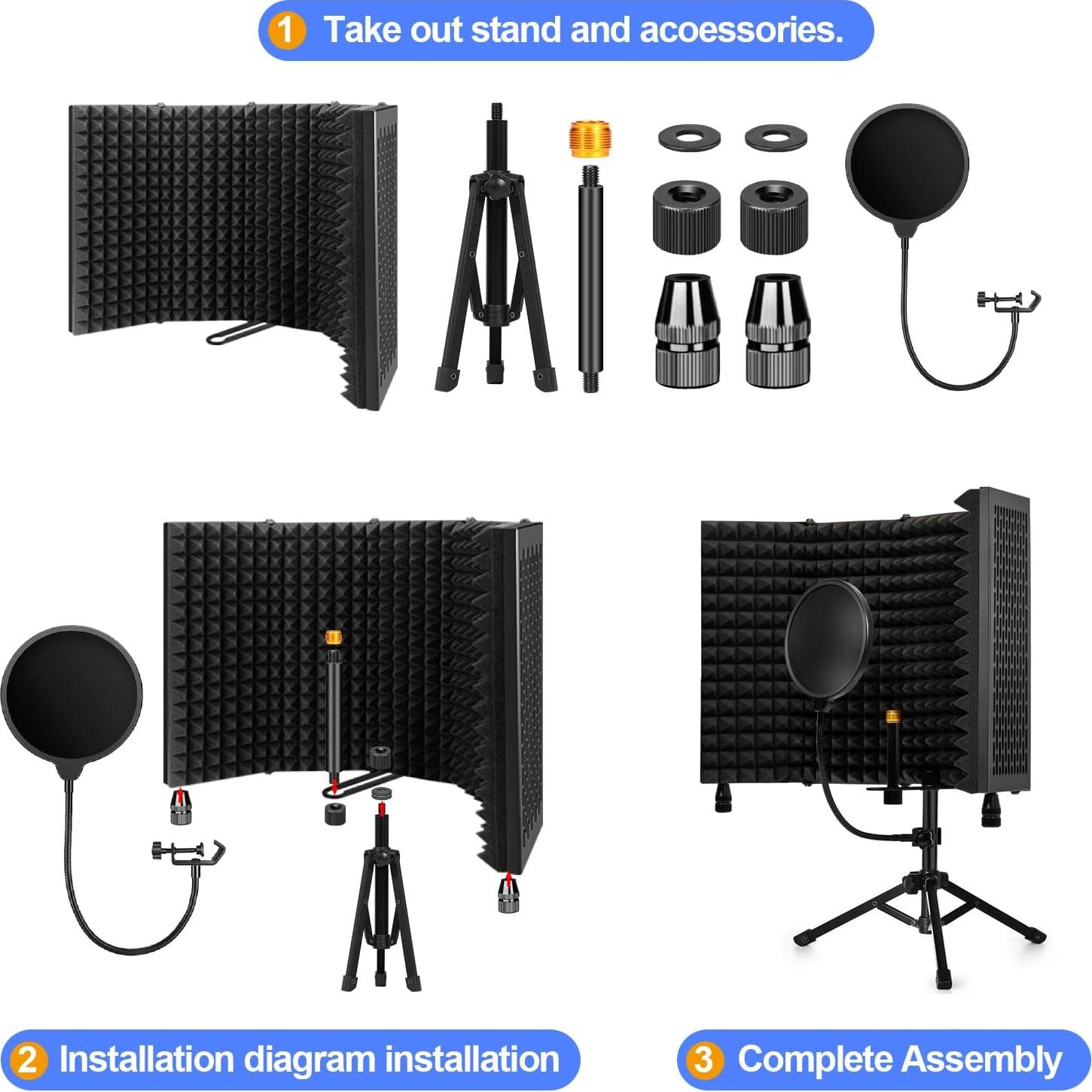 Dmsky Pantalla de Aislamiento para Micrófono con Filtro Antipop