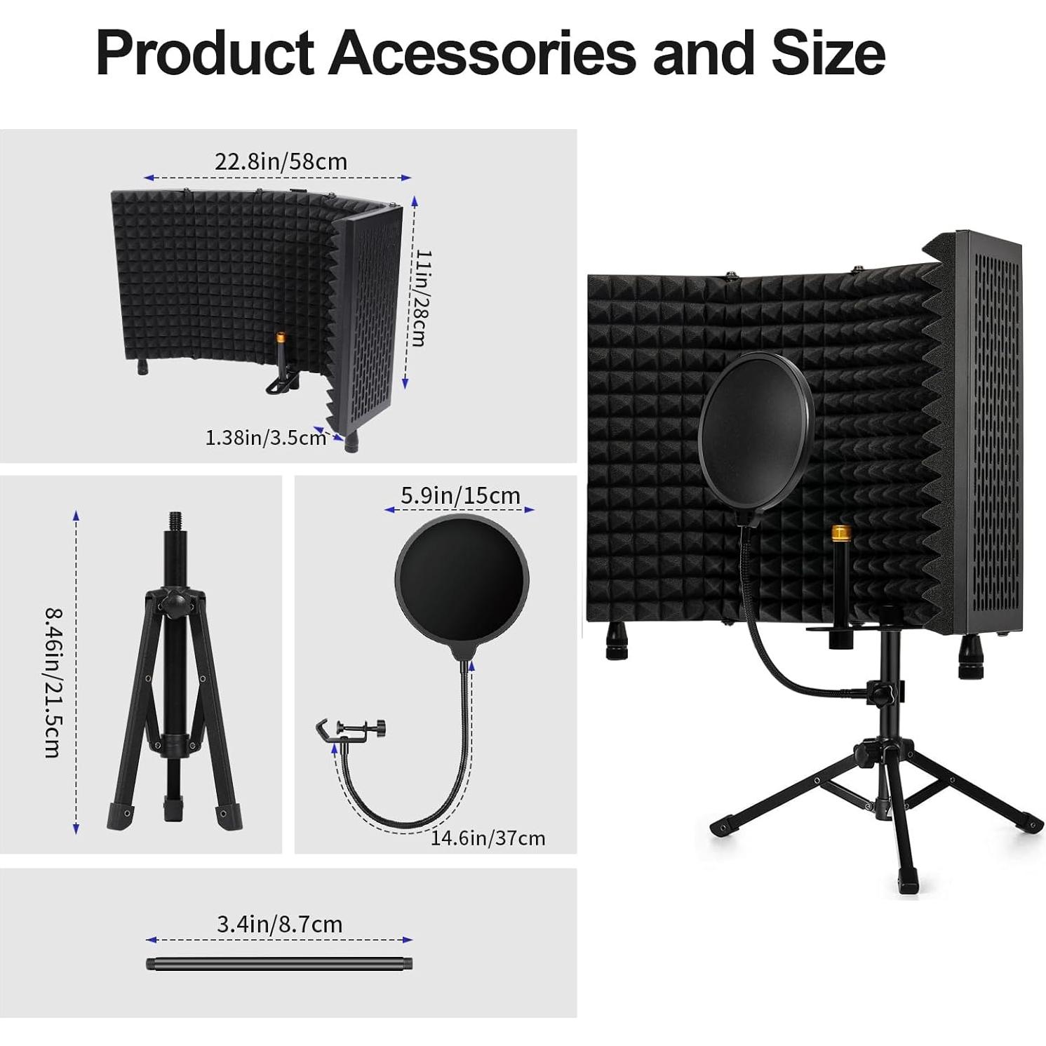 Dmsky Pantalla de Aislamiento para Micrófono con Filtro Antipop