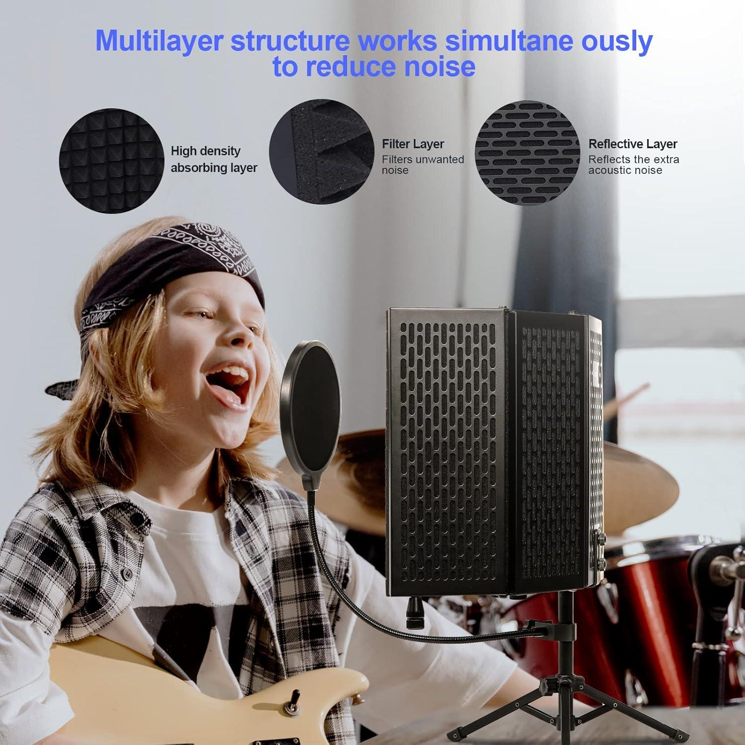 Dmsky Pantalla de Aislamiento para Micrófono con Filtro Antipop