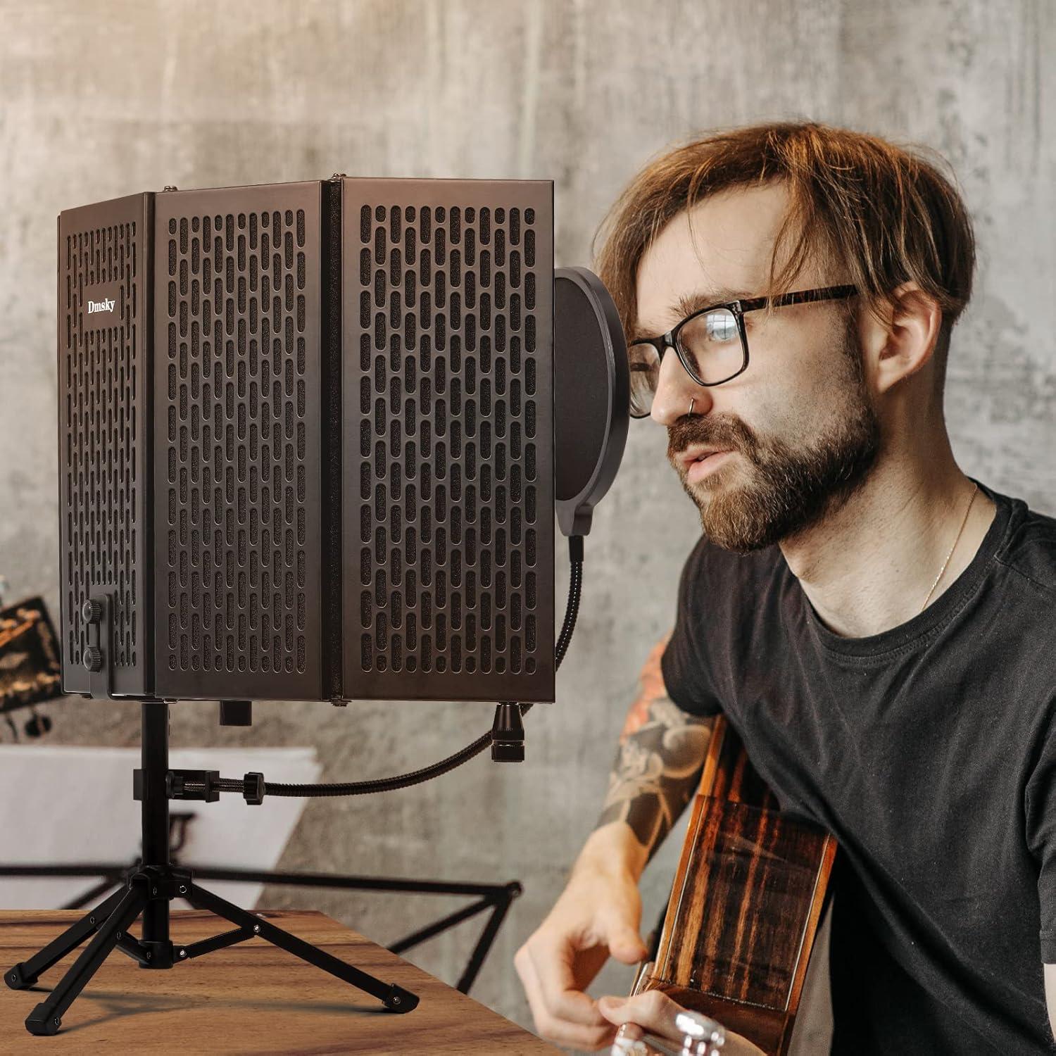 Dmsky Pantalla de Aislamiento para Micrófono con Filtro Antipop