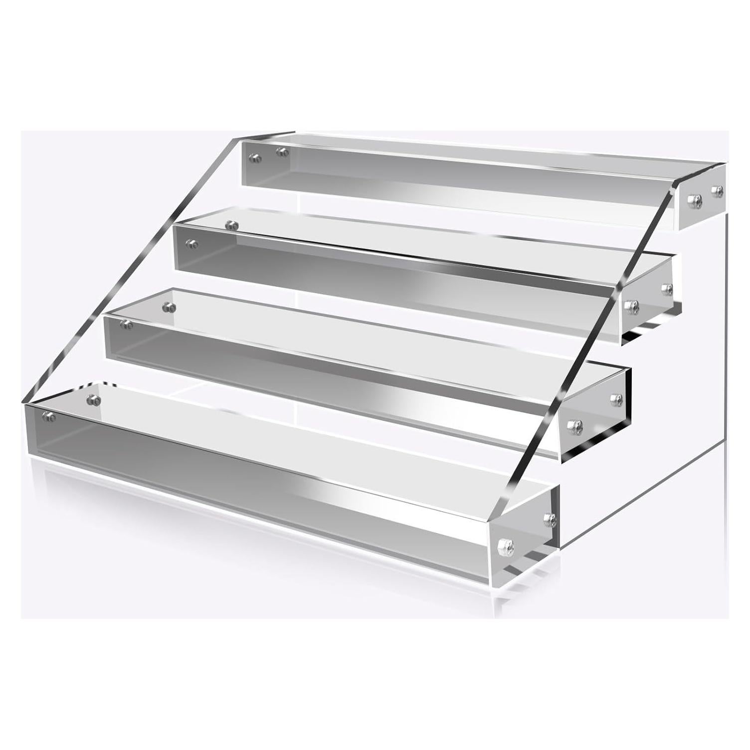 Acrylic Display Risers,12inch 4 Tier Clear Display Shelf, Perfume organizer Stand, Makeup Display Stands, Cupcake Stand Holder,Dessert Shelves, Riser Stand for Figures, Acrylic Shelves for Display