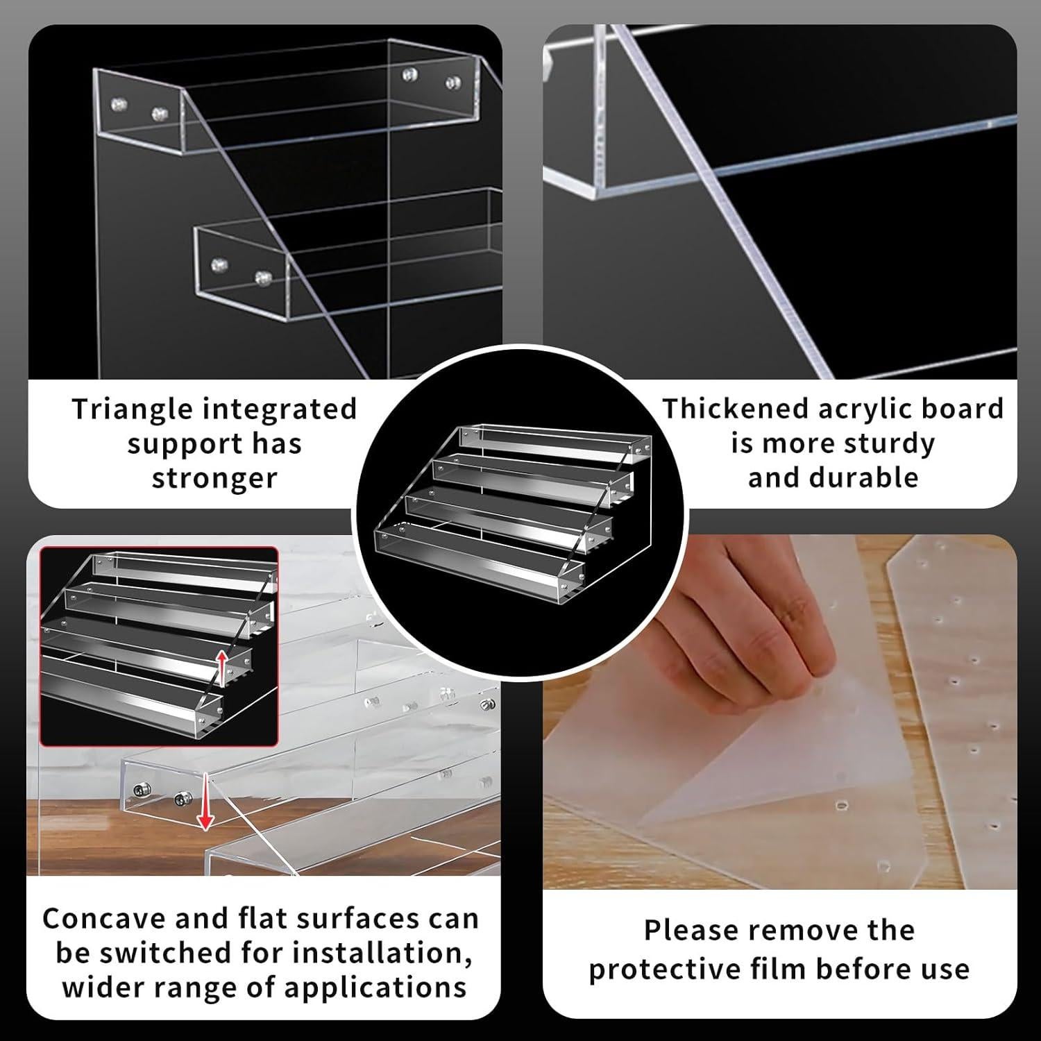 Acrylic Display Risers,12inch 4 Tier Clear Display Shelf, Perfume organizer Stand, Makeup Display Stands, Cupcake Stand Holder,Dessert Shelves, Riser Stand for Figures, Acrylic Shelves for Display