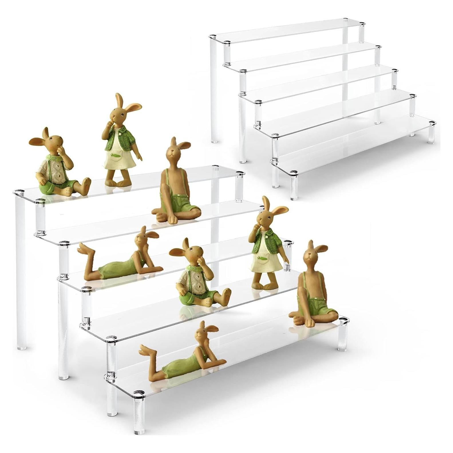 ULENDIS 2 Pack 5 Tier Acrylic Display Risers Stand Shelf, Acrylic Dessert Stands for Display for Collectibles Cupcakes Perfumes Jewel, Tabletop Perfume Cupcake Stand for Decorating & Organizing…