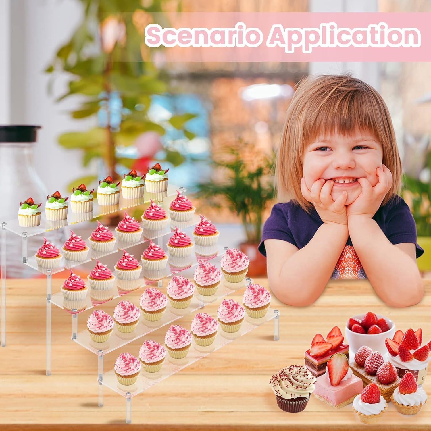 ULENDIS 2 Pack 5 Tier Acrylic Display Risers Stand Shelf, Acrylic Dessert Stands for Display for Collectibles Cupcakes Perfumes Jewel, Tabletop Perfume Cupcake Stand for Decorating & Organizing…