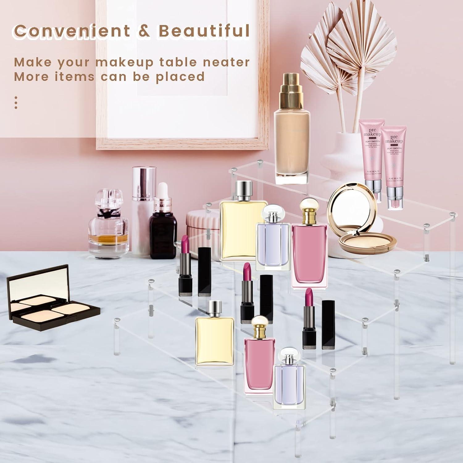 ULENDIS 2 Pack 5 Tier Acrylic Display Risers Stand Shelf, Acrylic Dessert Stands for Display for Collectibles Cupcakes Perfumes Jewel, Tabletop Perfume Cupcake Stand for Decorating & Organizing…