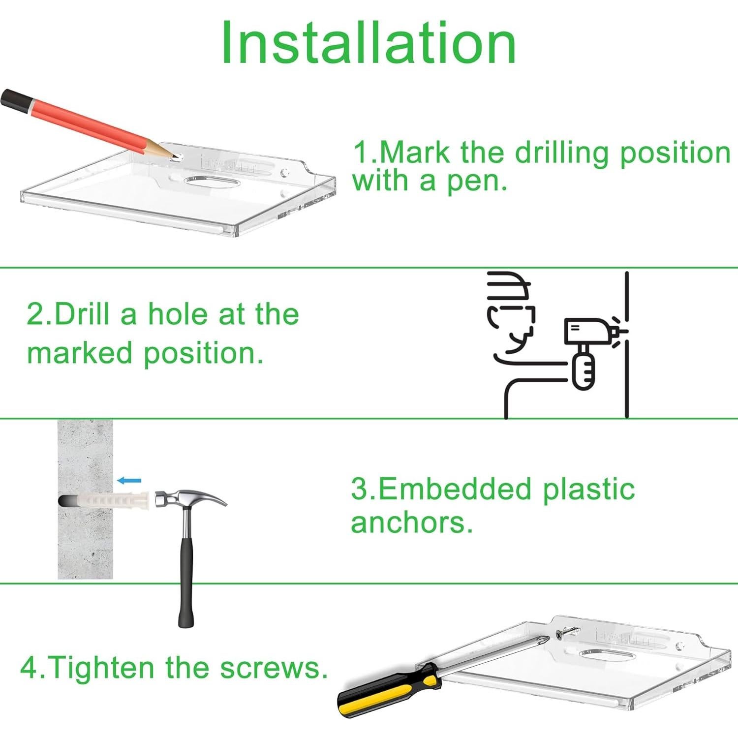 Estante de Pared Flotante Transparente TERDEWE 4 Pcs 10.16x12.7cm