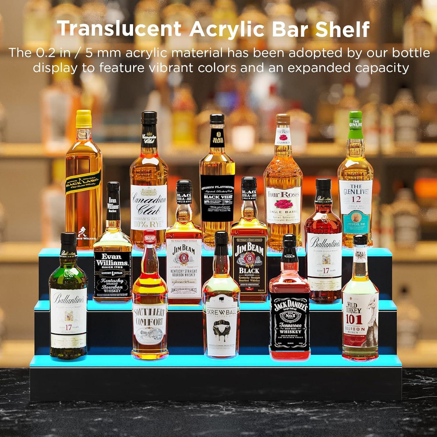 Estante para botellas de licor Dethan 3 niveles LED 49 cm