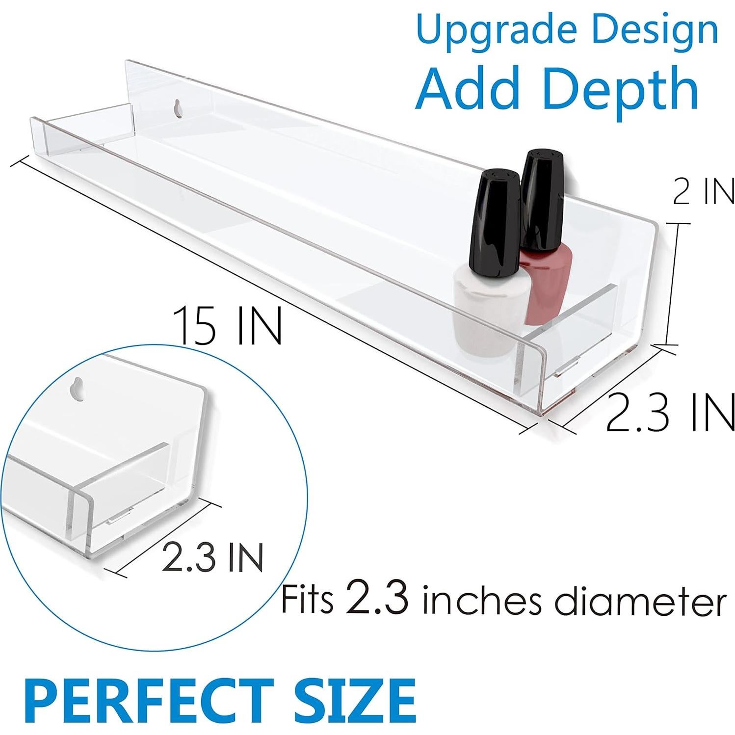 Estantes de Acrílico Transparente RORKIM 15" - Paquete de 8