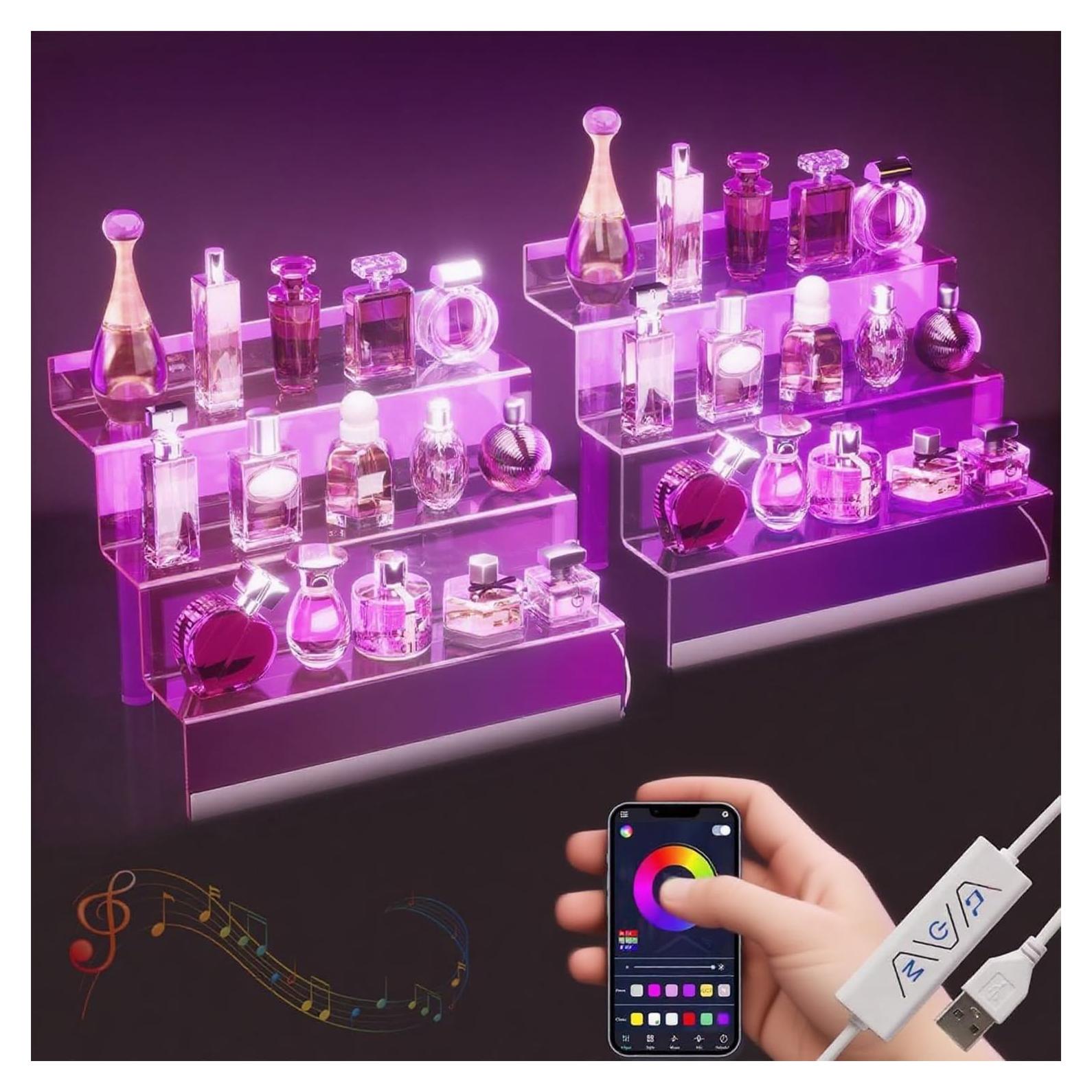 Organizador acrílico de 3 niveles con luz LED - Golener