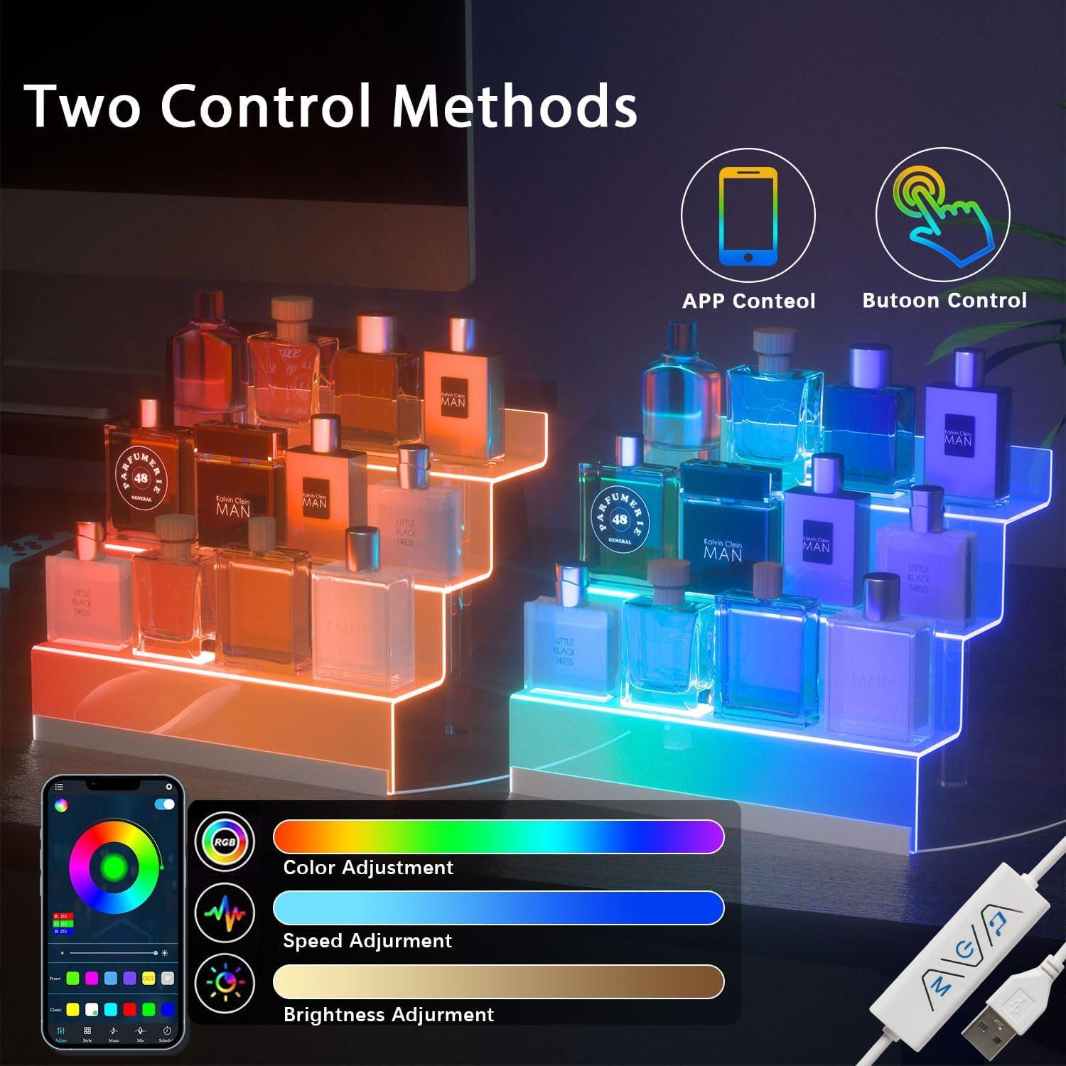 Organizador acrílico de 3 niveles con luz LED - Golener