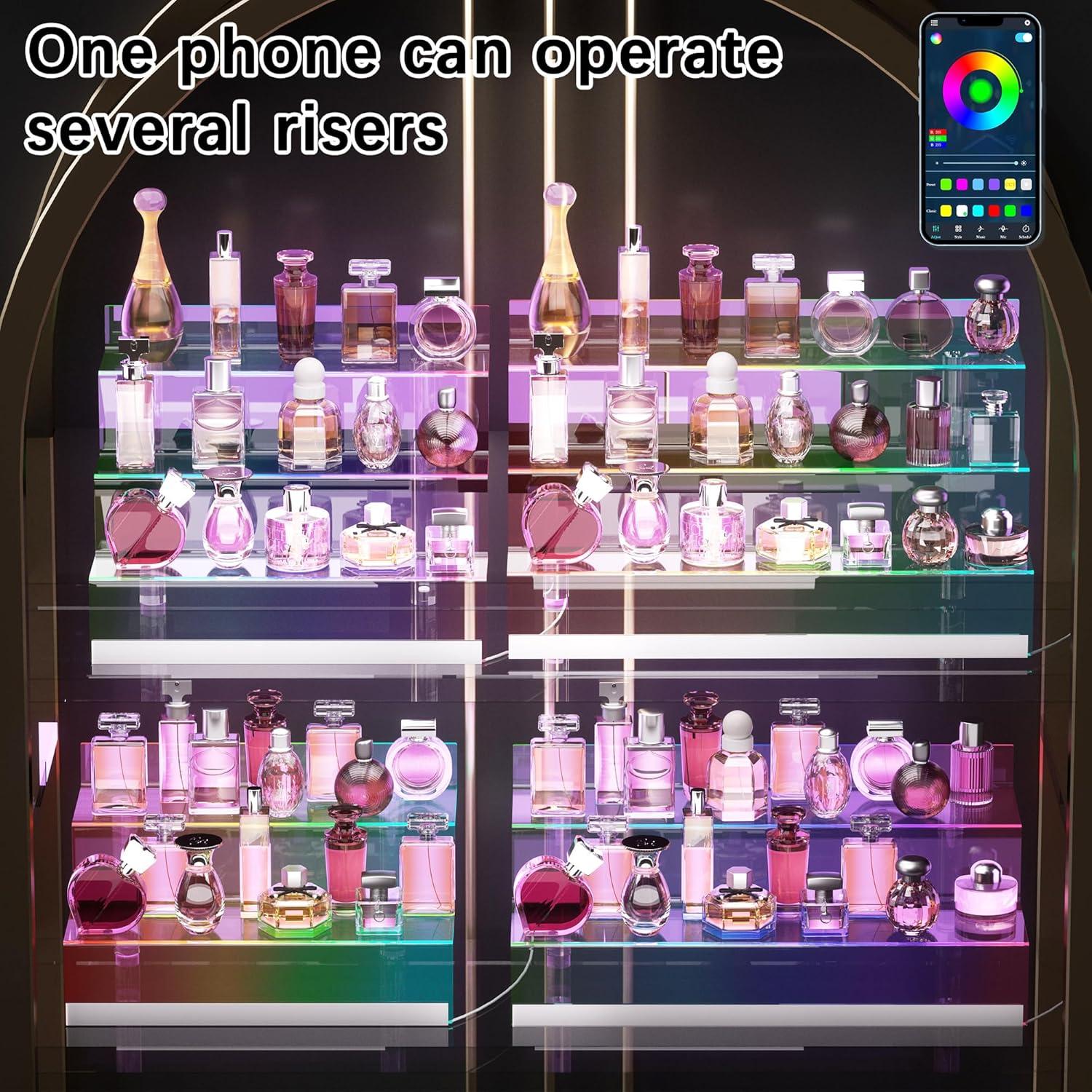 Organizador acrílico de 3 niveles con luz LED - Golener