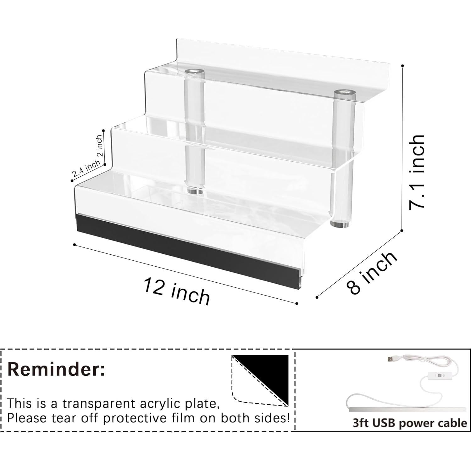Organizador acrílico de 3 niveles con luz LED - Golener