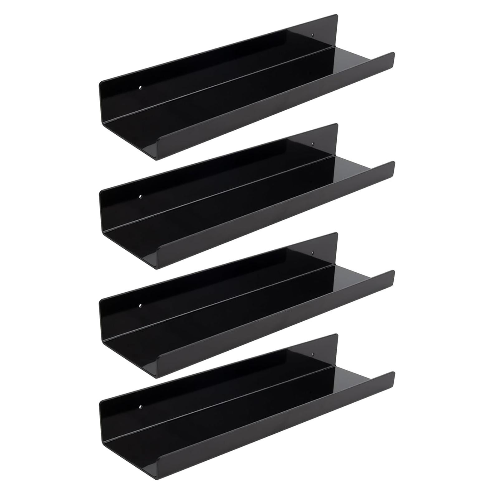 Estante de Pared Acrílico YFEEN 38.1 cm Negro - 4 Piezas