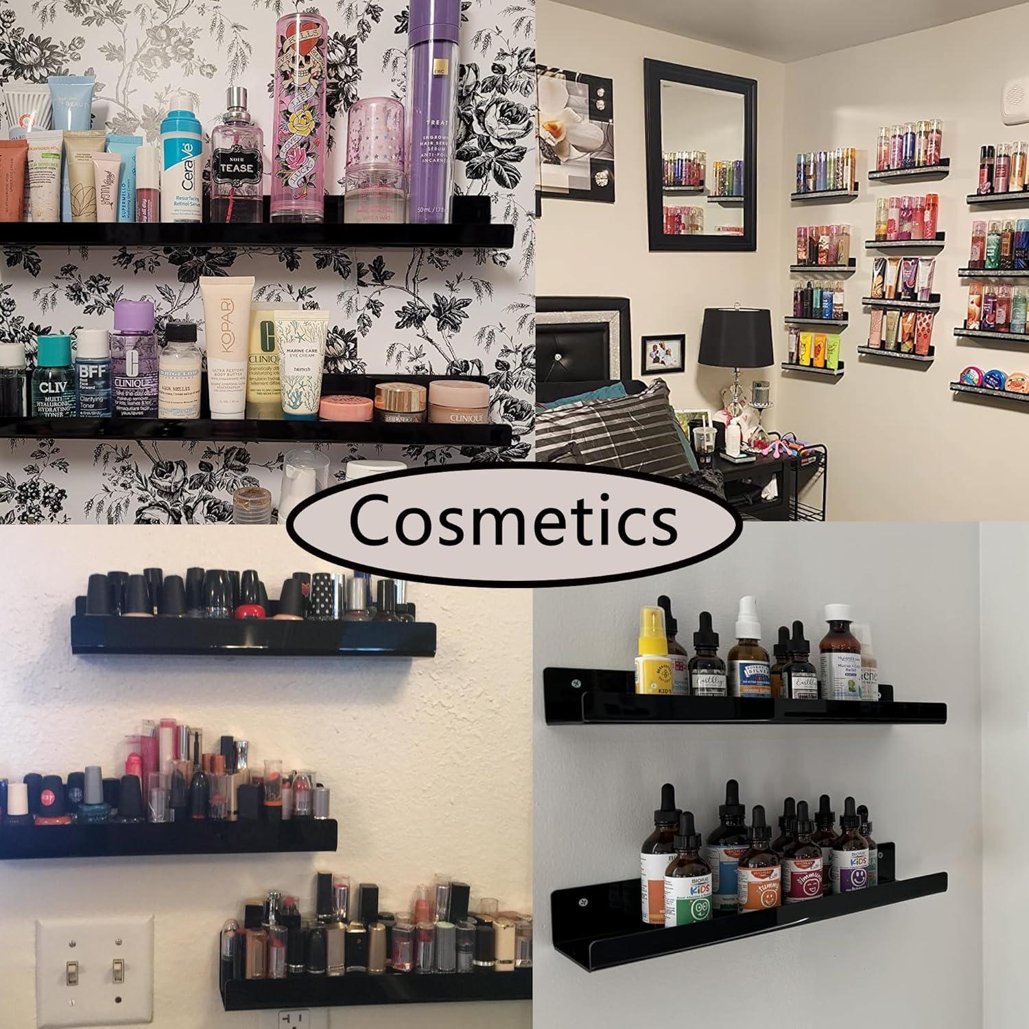 Estante de Pared Acrílico YFEEN 38.1 cm Negro - 4 Piezas