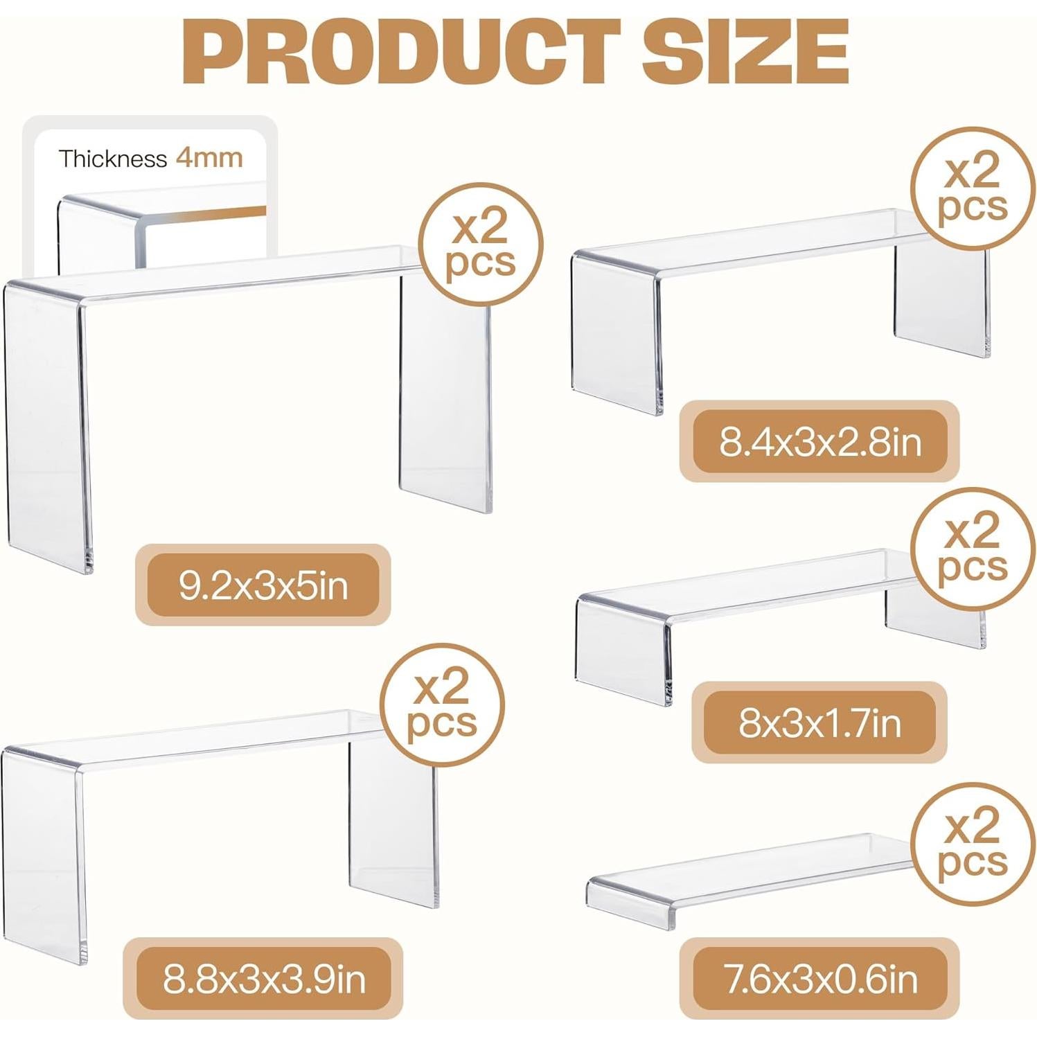 Soportes Acrílicos Goabroa 10 Piezas Rectangulares Transparentes