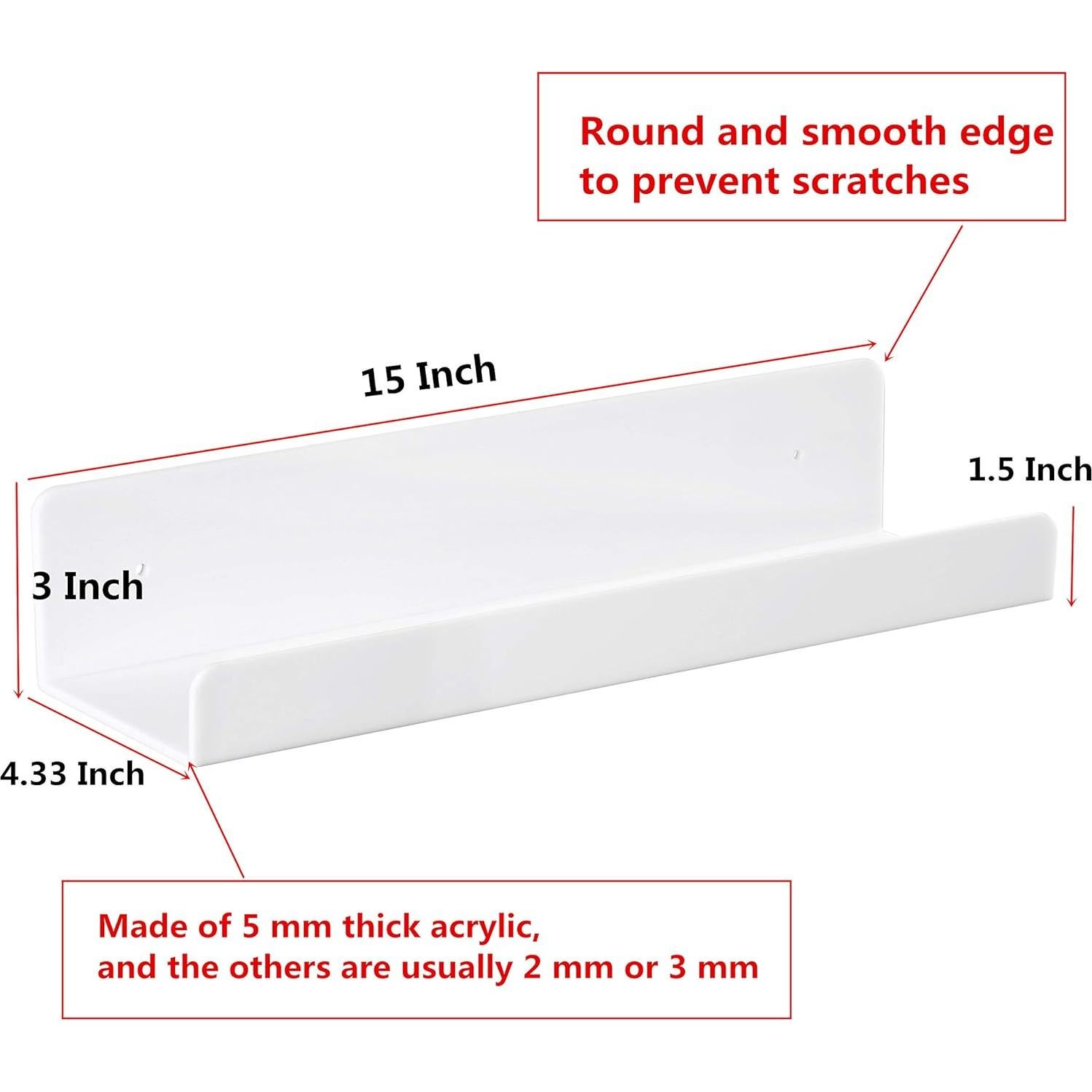 Estantes Flotantes IEEK 6 PCS Acrílico Blanco 38x11x7.6 cm