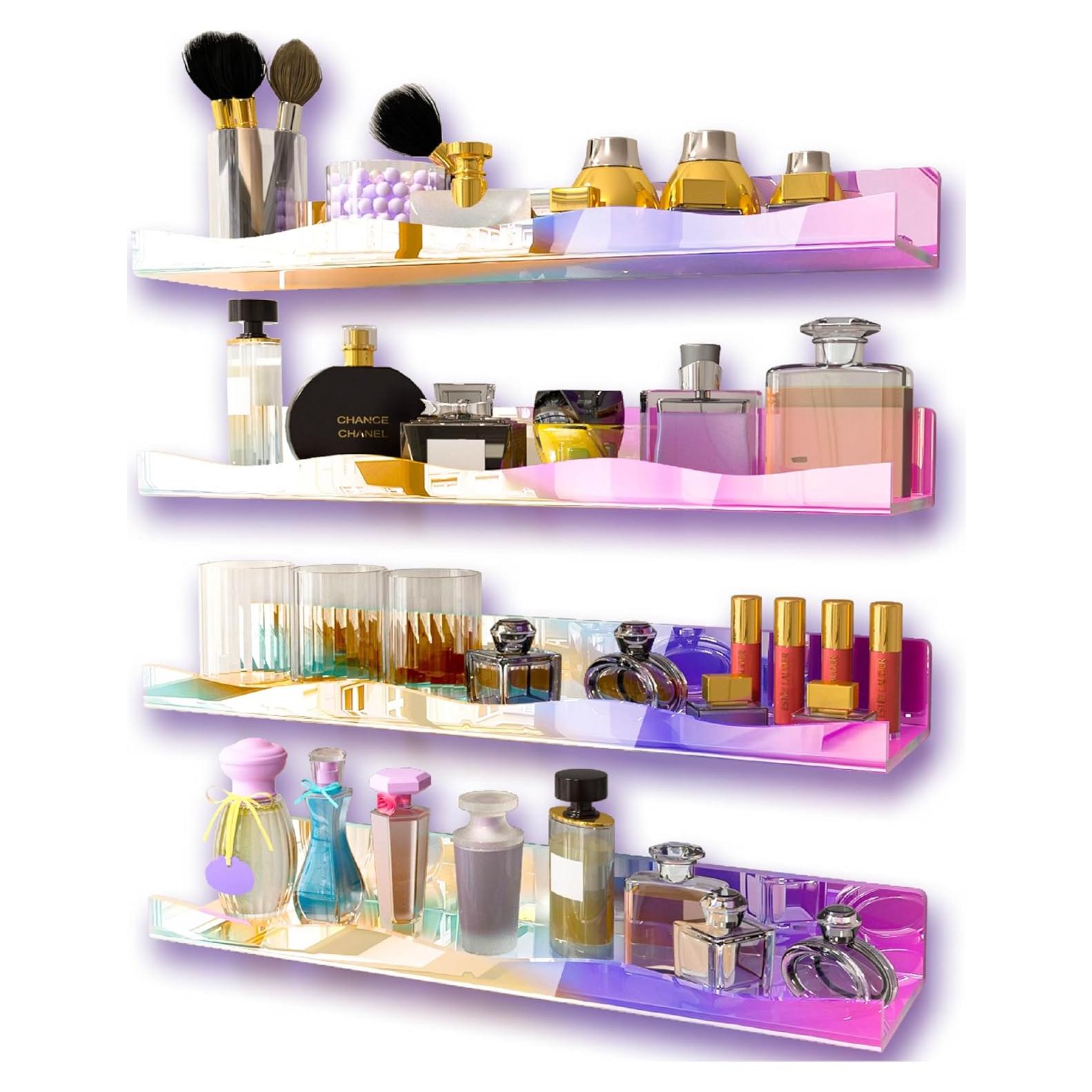 Estante Flotante Acrílico Iridiscente YMVV 39.88 cm 4 Pack