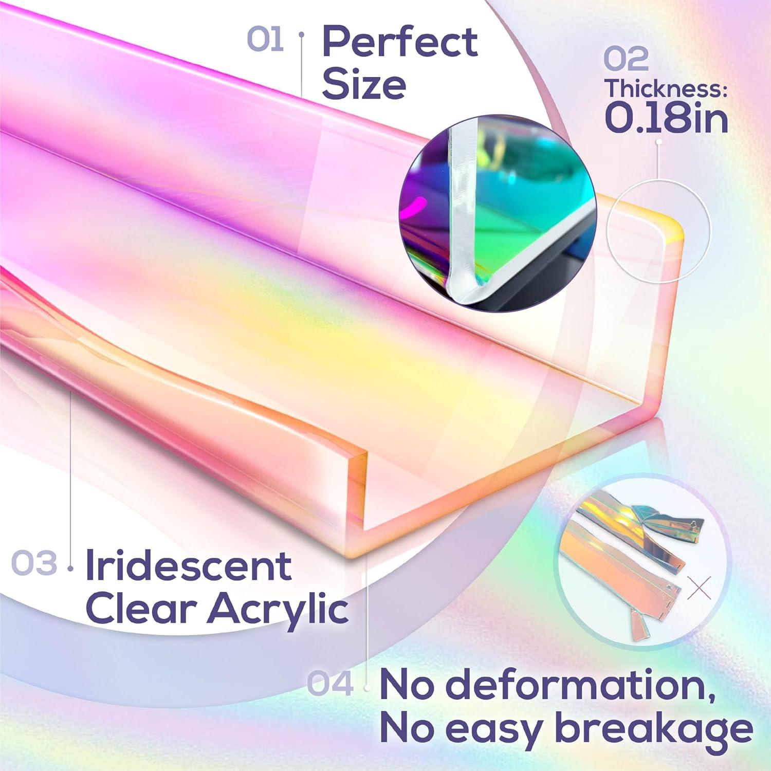Estante Flotante Acrílico Iridiscente YMVV 39.88 cm 4 Pack