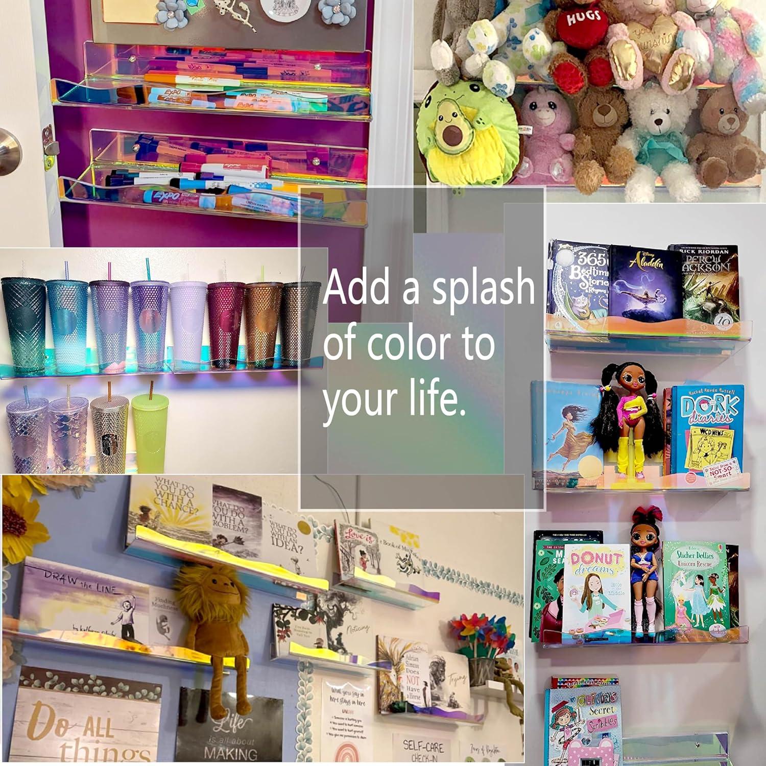 Estante Flotante Acrílico Iridiscente YMVV 39.88 cm 4 Pack