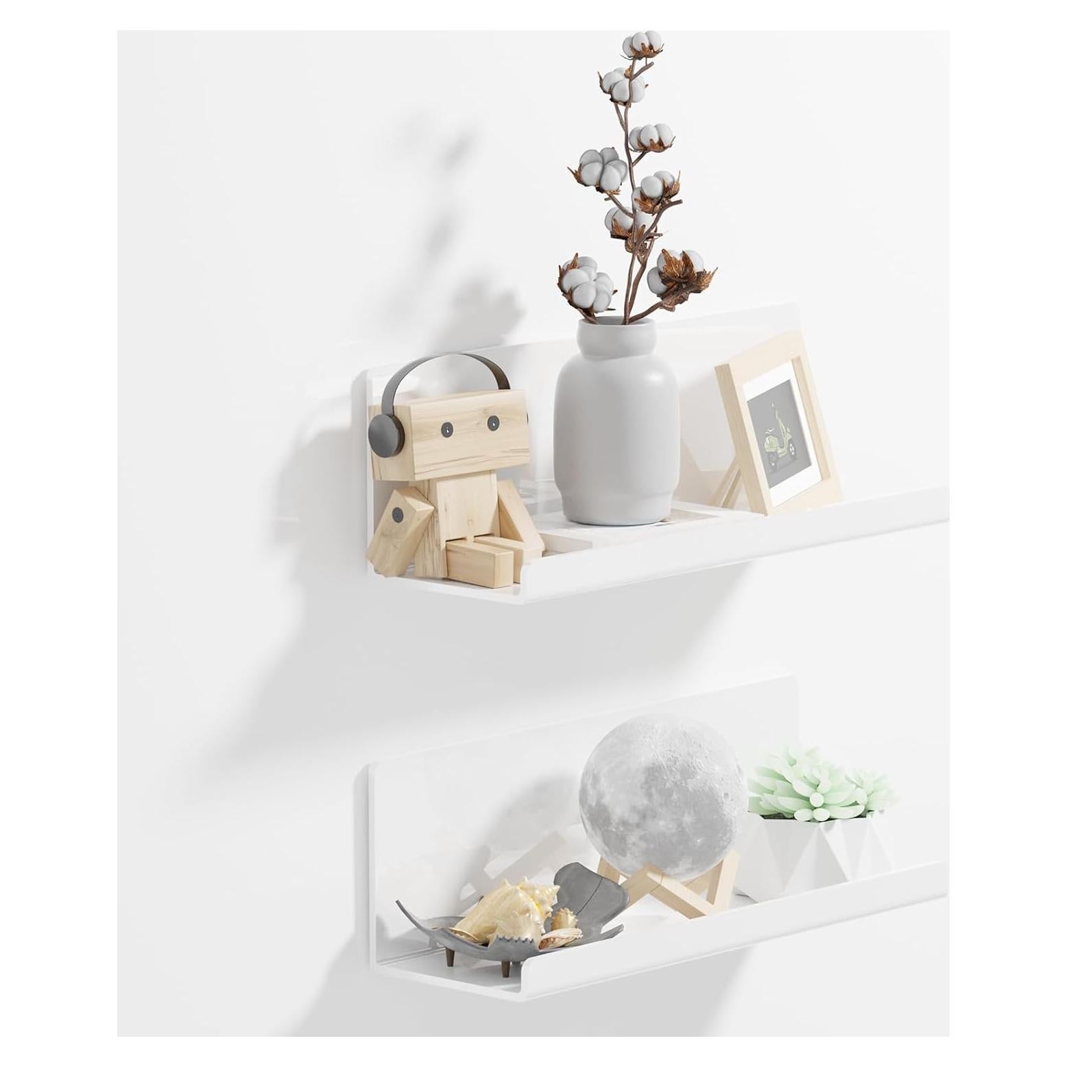 Juego de 2 estantes flotantes PAVSTINE de acrílico blanco 30 cm