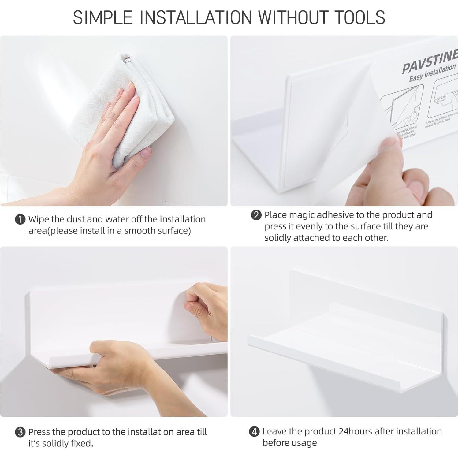 Juego de 2 estantes flotantes PAVSTINE de acrílico blanco 30 cm