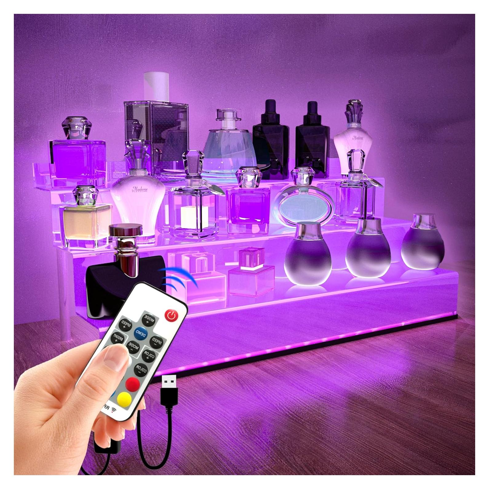 Estante de Exhibición LED YMVV 39.88x20.07 cm 3 Niveles Acrílico