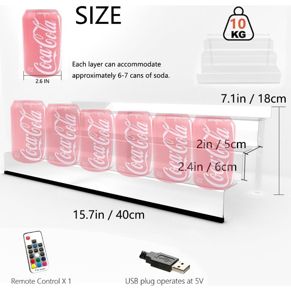 Estante de Exhibición LED YMVV 39.88x20.07 cm 3 Niveles Acrílico