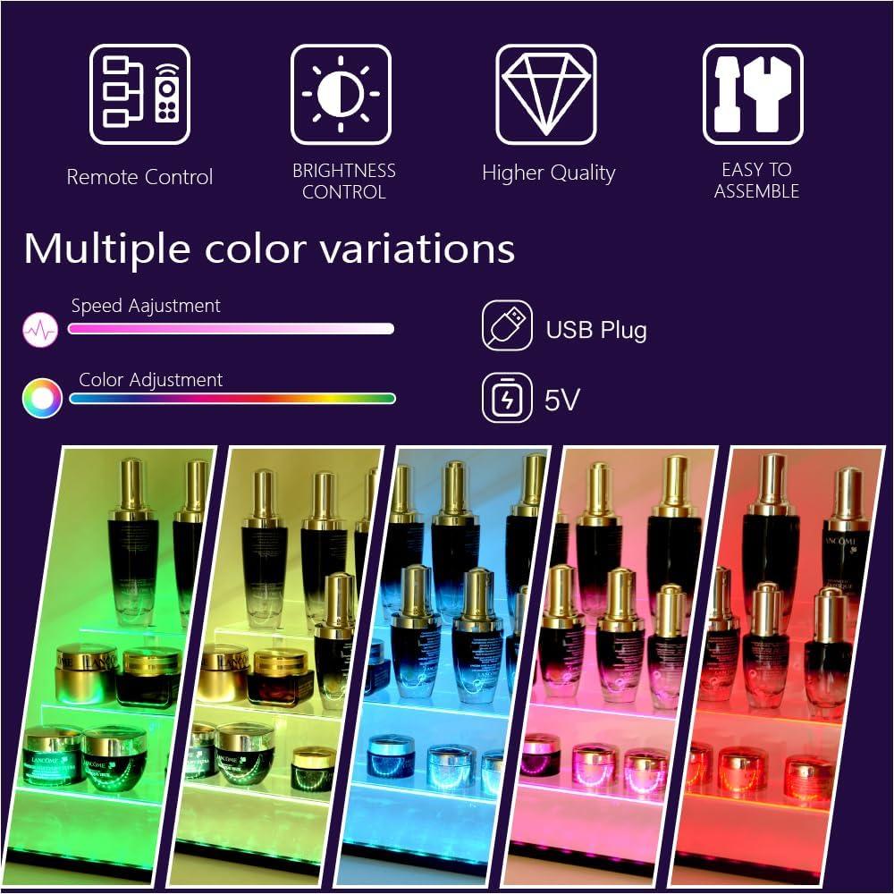 Estante de Exhibición LED YMVV 39.88x20.07 cm 3 Niveles Acrílico