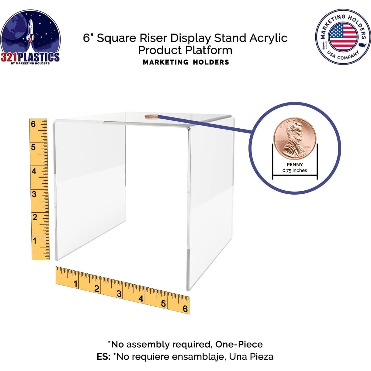 Elevador Acrílico Cuadrado 15.24 cm Soportes de Marketing