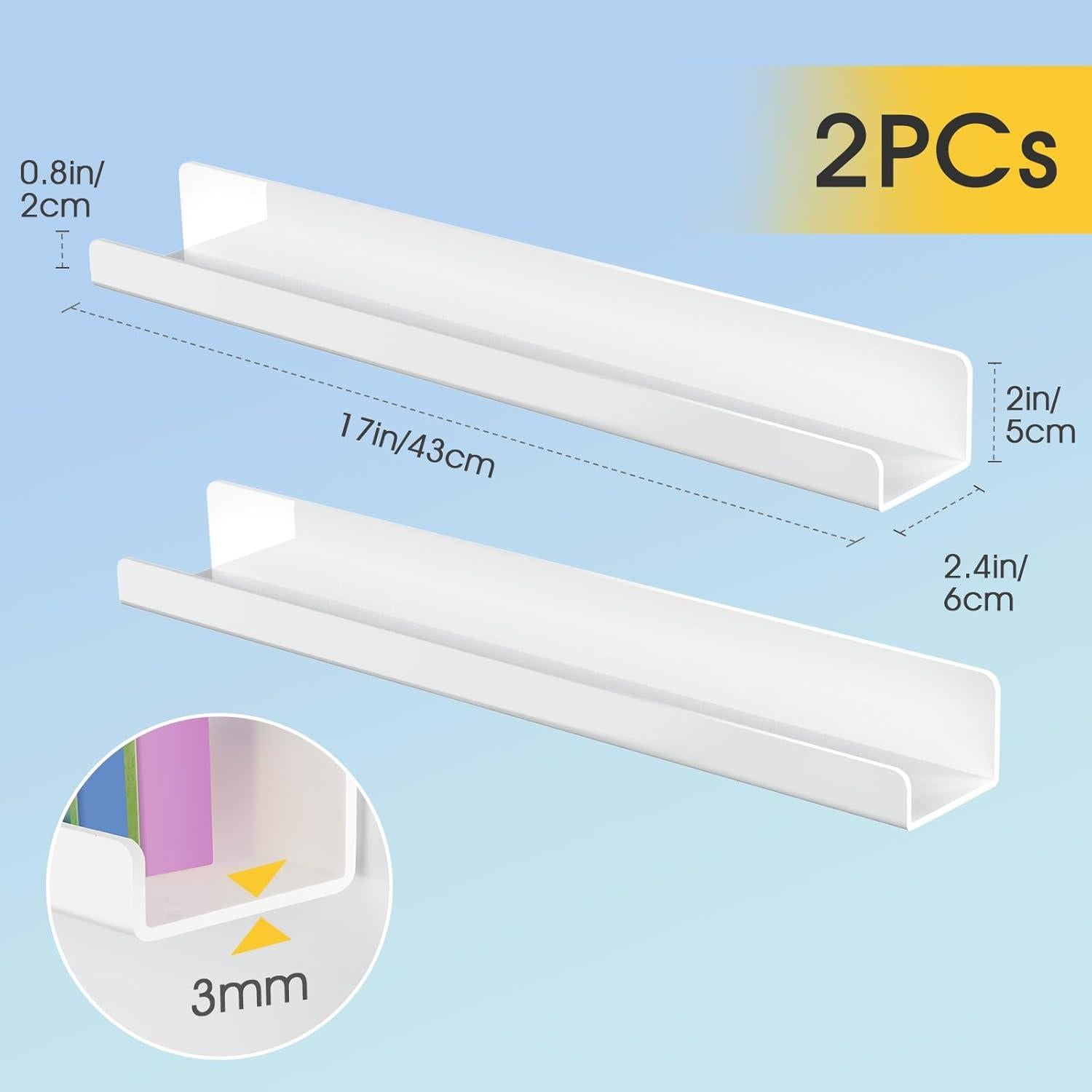Estantes Magnéticos Acrílicos NiHome 2-Pack 43 cm para Aula