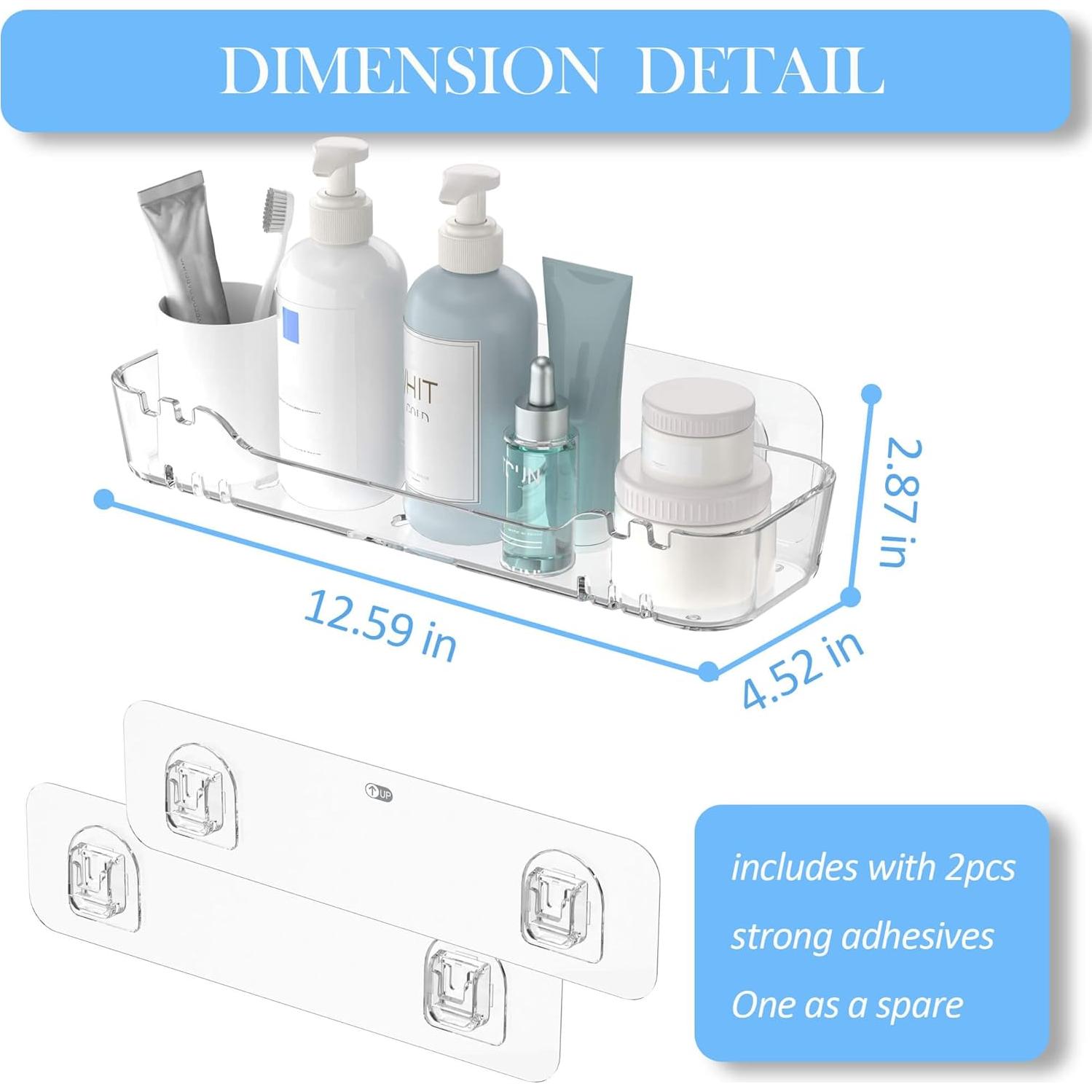 Caddy de Ducha Adhesivo TZAMLI 32x11.5cm Transparente