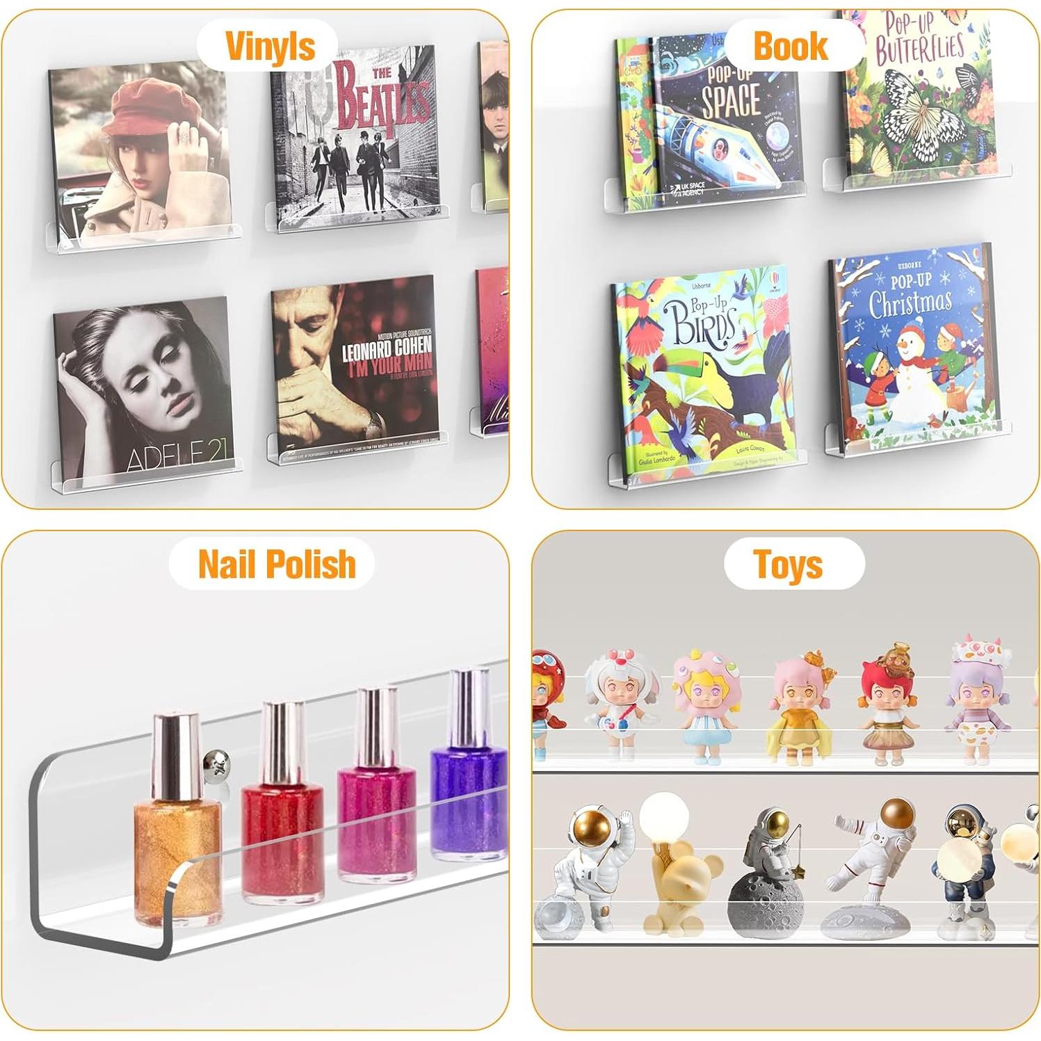 Estante de Pared para Discos de Vinilo Meaocer - 12 Soportes