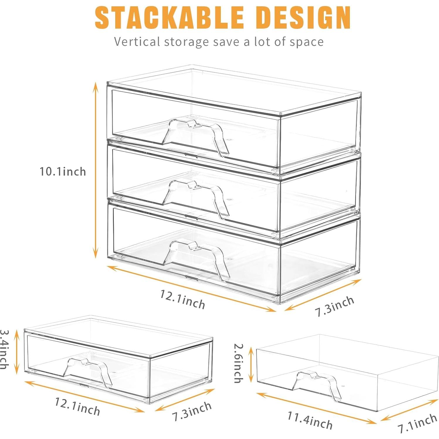 Organizador de Maquillaje Apilable Stebopum 3 Cajones Acrílico 30.7cm