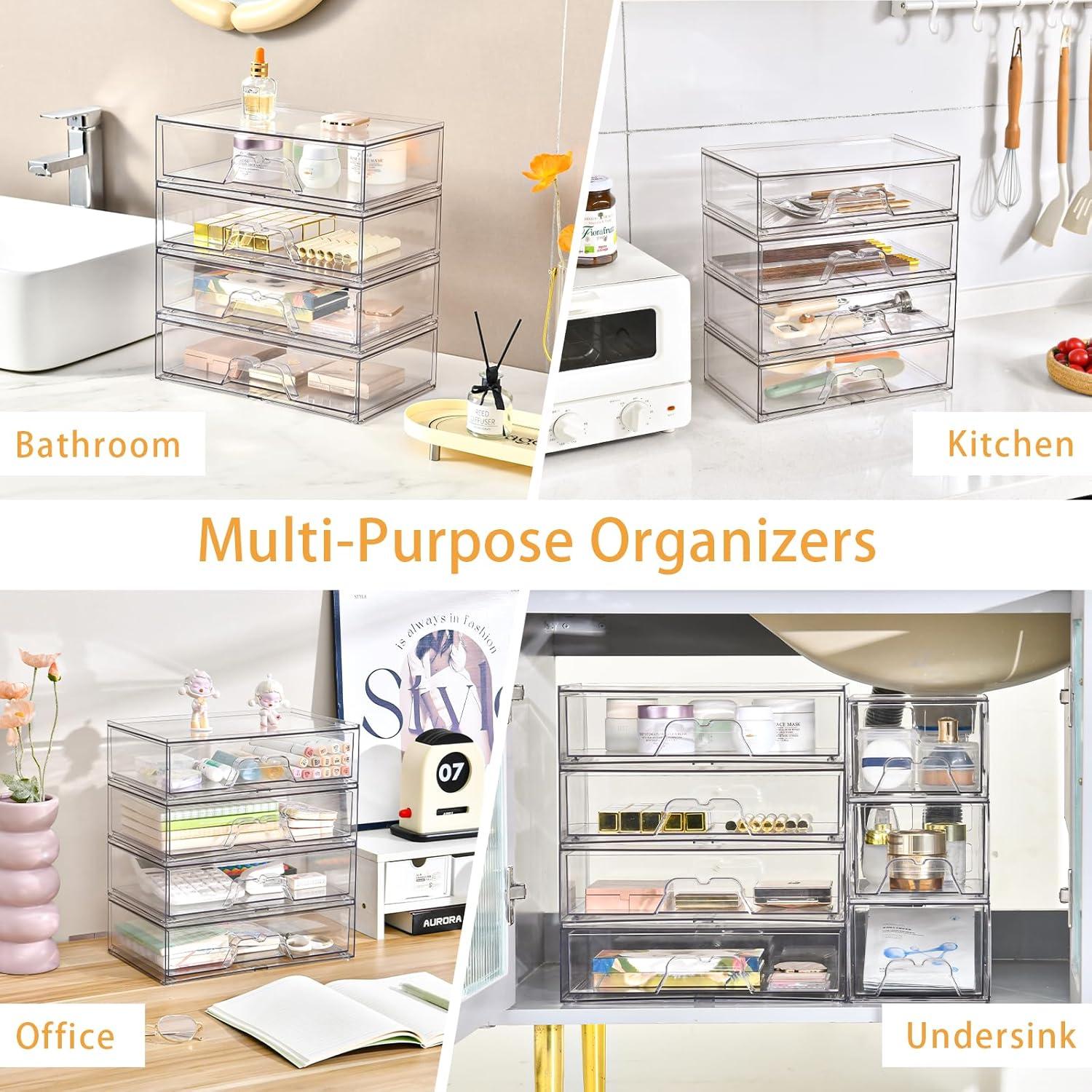 Organizador de Maquillaje Apilable Stebopum 3 Cajones Acrílico 30.7cm