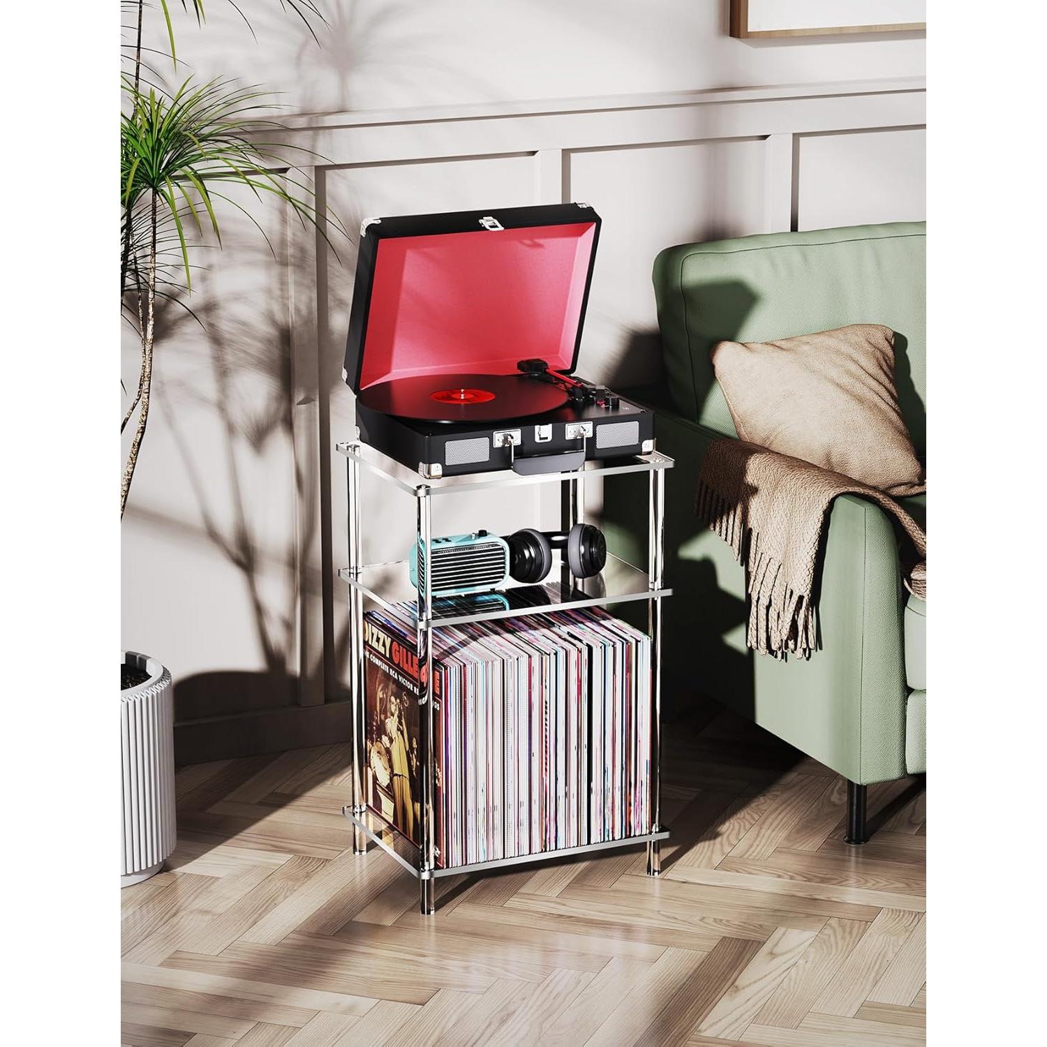 Mesa Lateral Acrílica Clara Solaround ESTANTE 3 Niveles 58.4cm