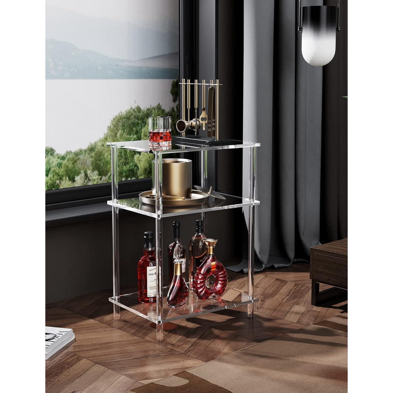 Mesa Lateral Acrílica Clara Solaround ESTANTE 3 Niveles 58.4cm